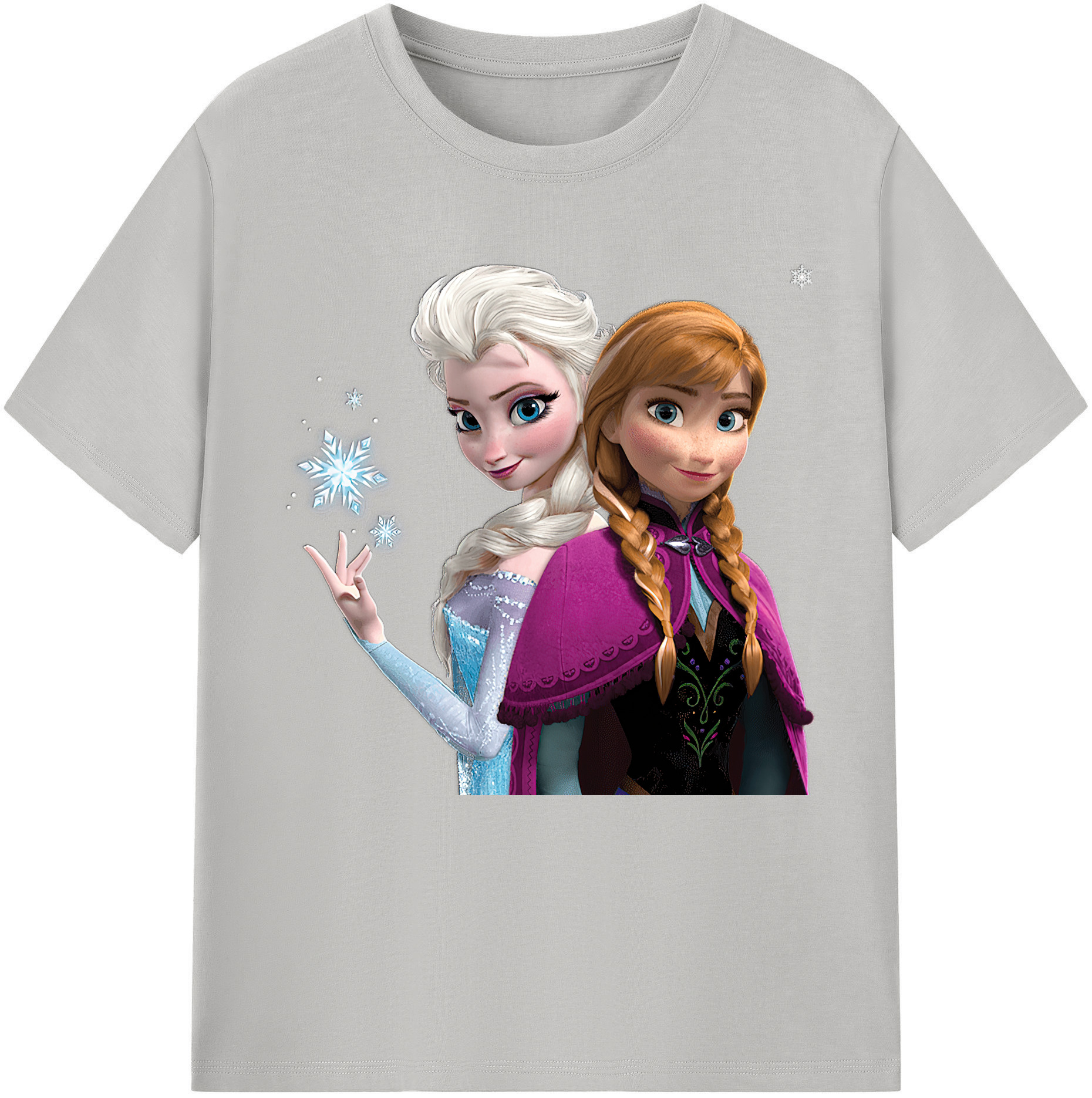 （画像用） アナと雪の女王 アンナ エルサ Frozen Anna Elsa 綿100％半袖Tシャツ（フロントプリント）