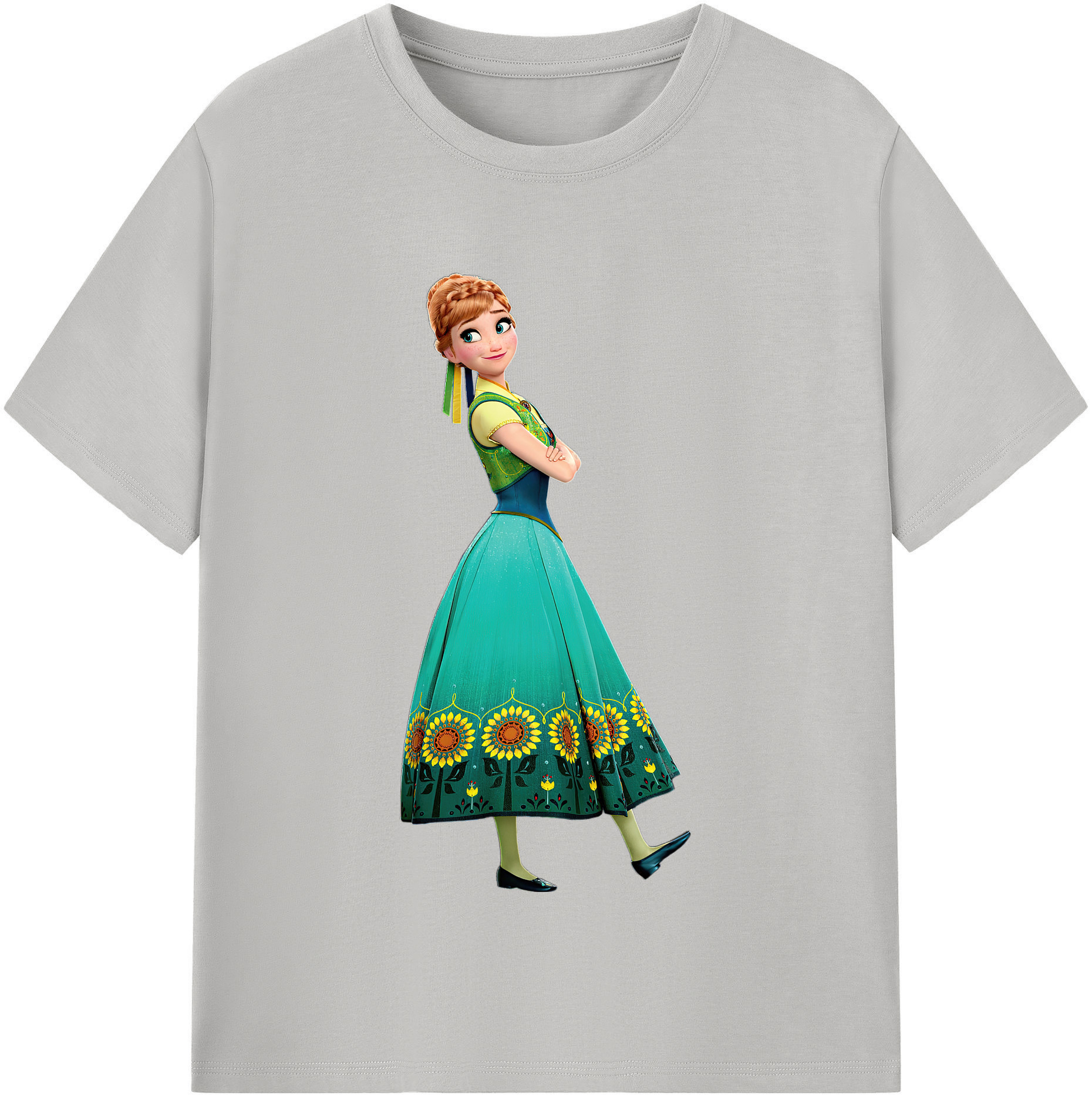 （画像用） アナと雪の女王 アンナ エルサ Frozen Anna Elsa 綿100％半袖Tシャツ（フロントプリント）