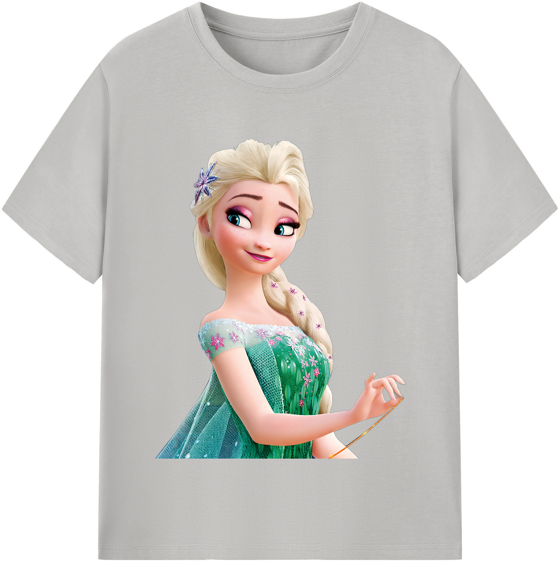 （画像用） アナと雪の女王 アンナ エルサ Frozen Anna Elsa 綿100％半袖Tシャツ（フロントプリント）
