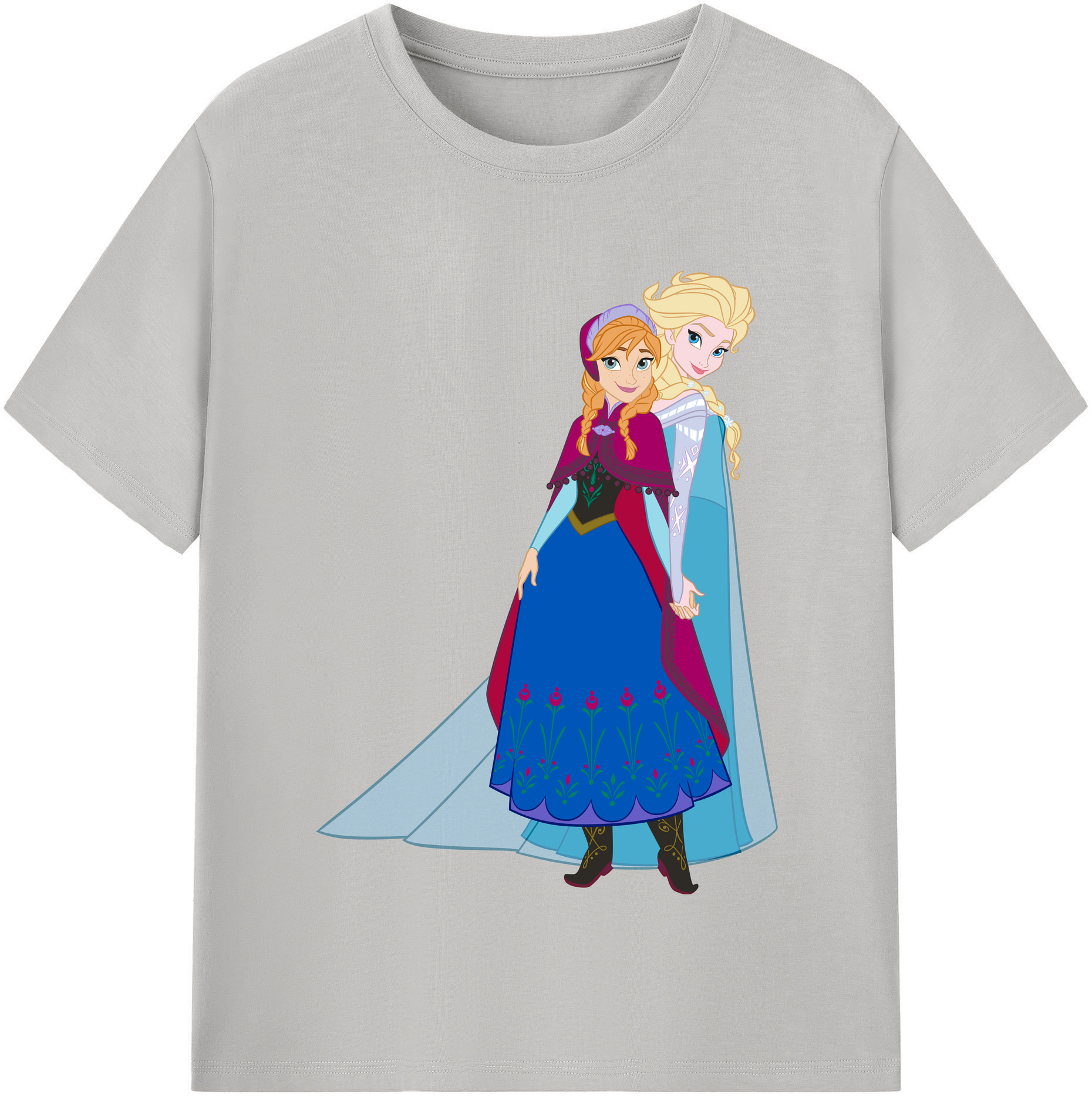 （画像用） アナと雪の女王 アンナ エルサ Frozen Anna Elsa 綿100％半袖Tシャツ（フロントプリント）