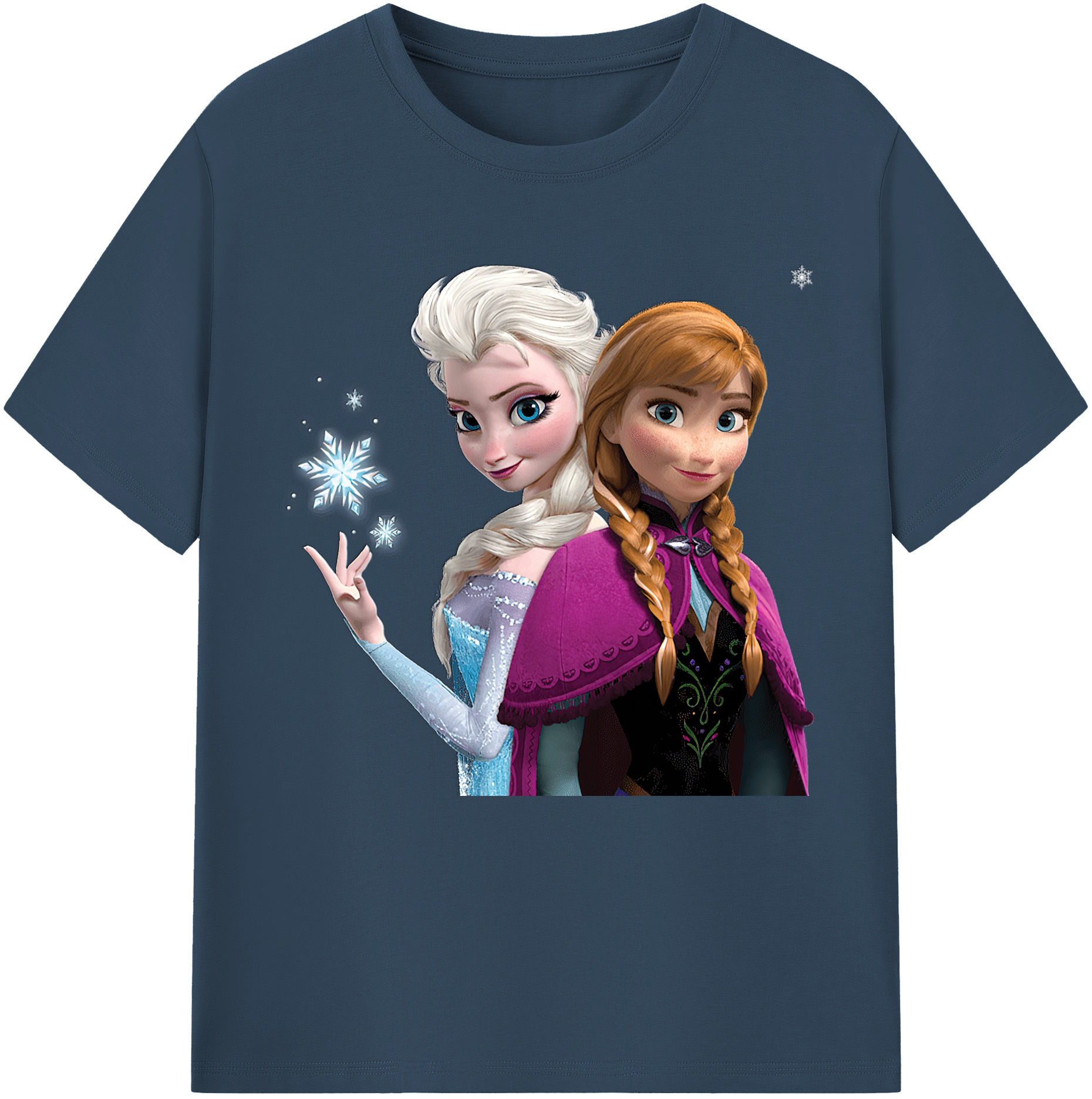 （画像用） アナと雪の女王 アンナ エルサ Frozen Anna Elsa 綿100％半袖Tシャツ（フロントプリント）