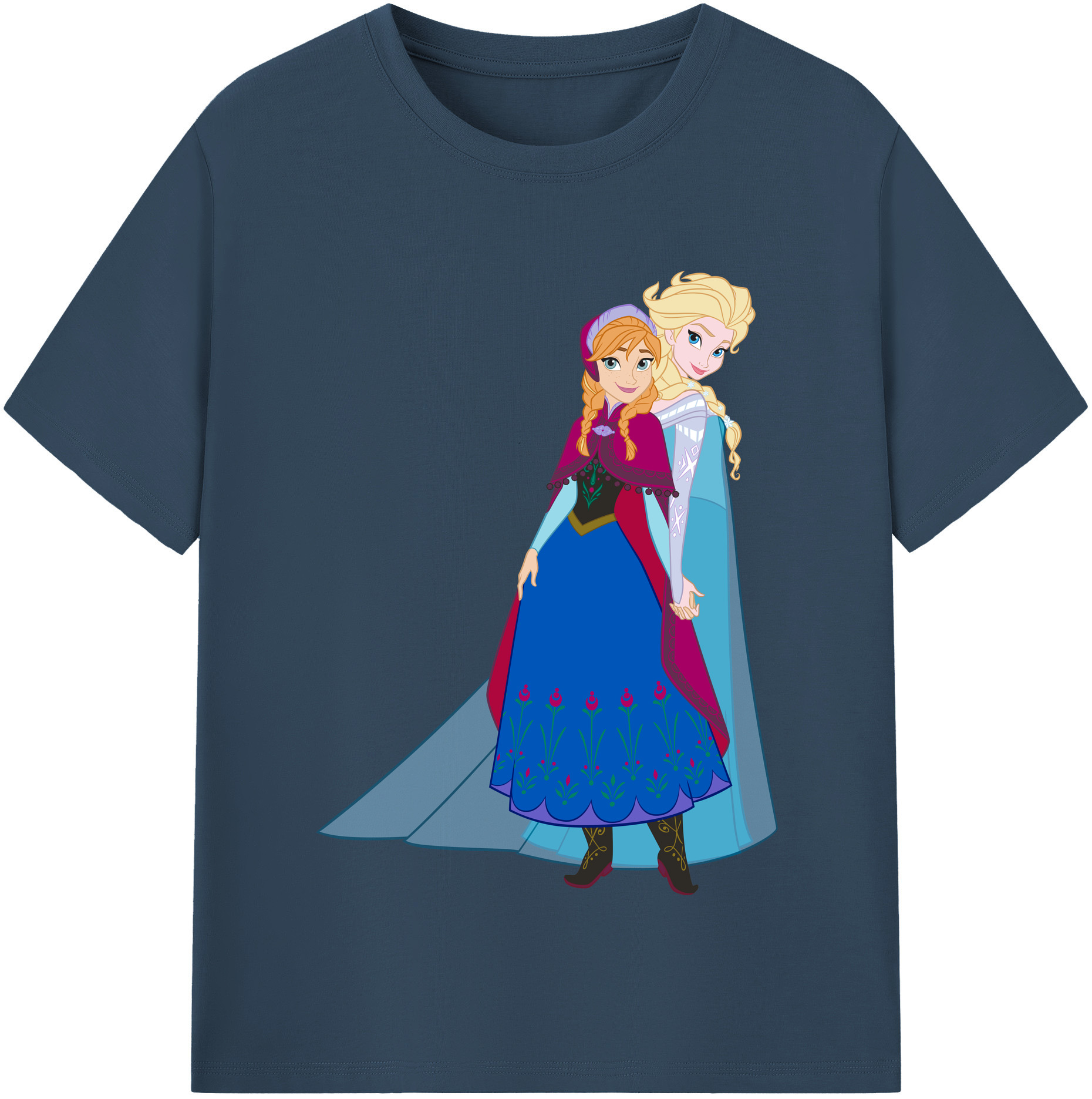 （画像用） アナと雪の女王 アンナ エルサ Frozen Anna Elsa 綿100％半袖Tシャツ（フロントプリント）