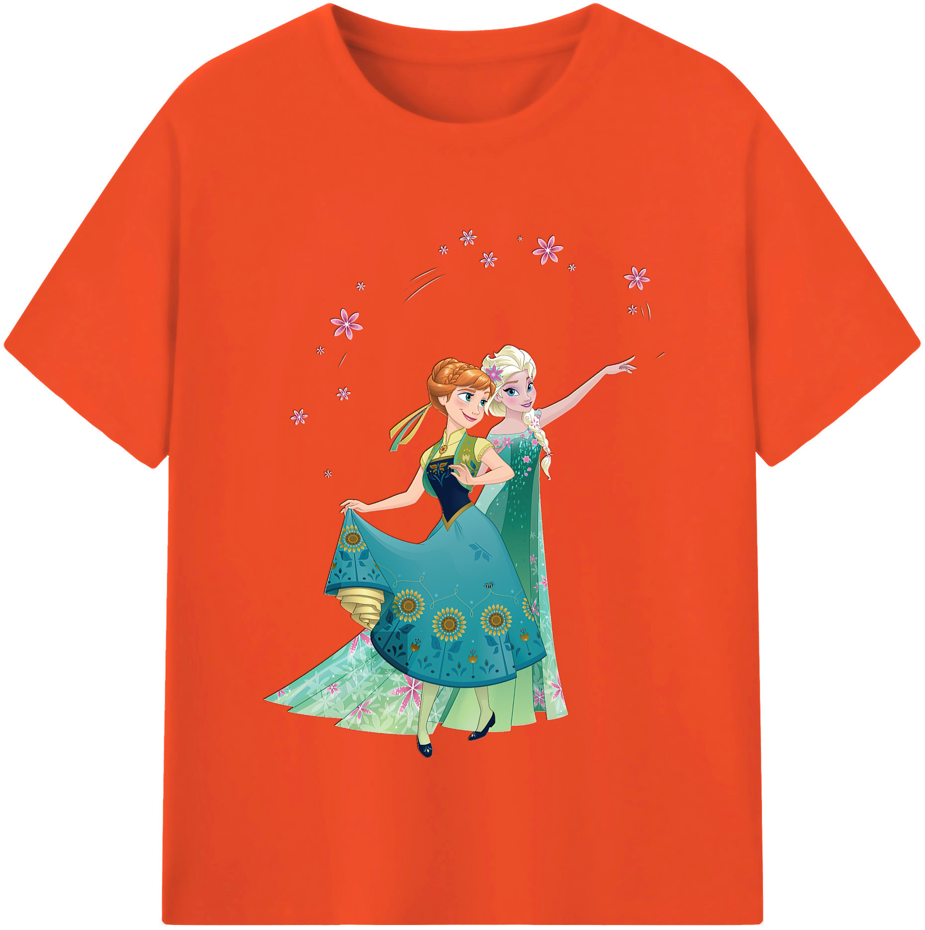 （画像用） アナと雪の女王 アンナ エルサ Frozen Anna Elsa 綿100％半袖Tシャツ（フロントプリント）