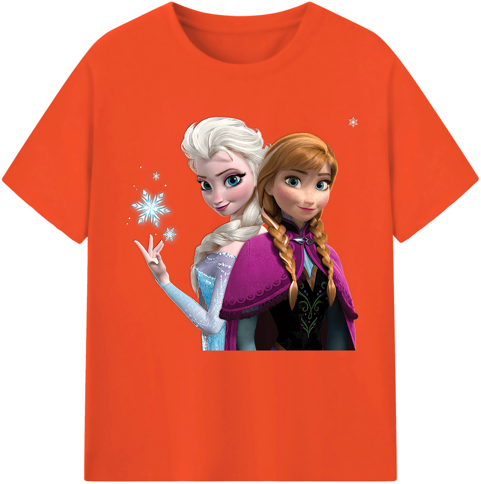 （画像用） アナと雪の女王 アンナ エルサ Frozen Anna Elsa 綿100％半袖Tシャツ（フロントプリント）