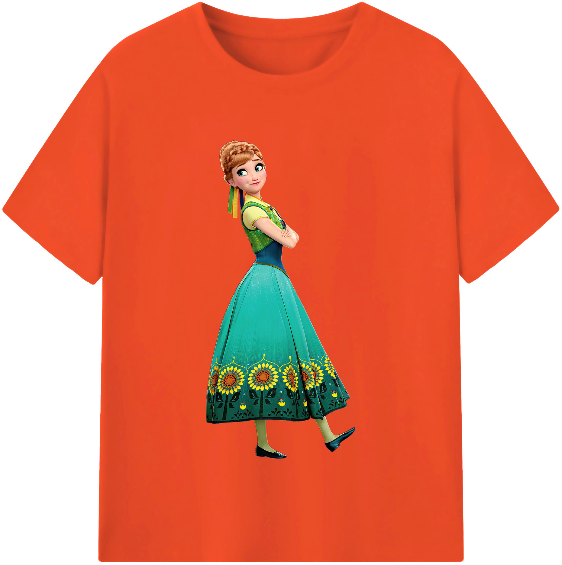 （画像用） アナと雪の女王 アンナ エルサ Frozen Anna Elsa 綿100％半袖Tシャツ（フロントプリント）