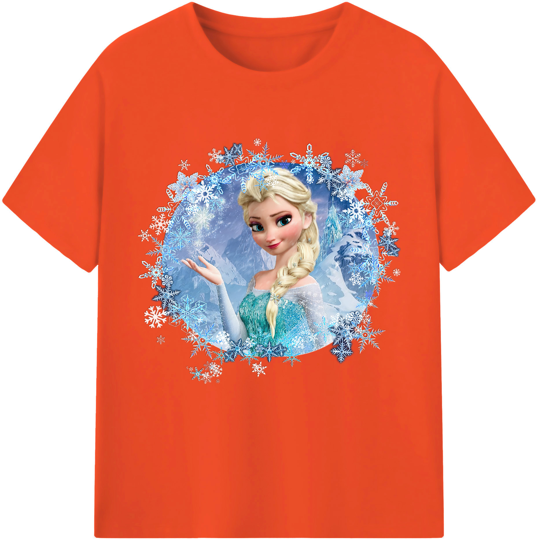 （画像用） アナと雪の女王 アンナ エルサ Frozen Anna Elsa 綿100％半袖Tシャツ（フロントプリント）