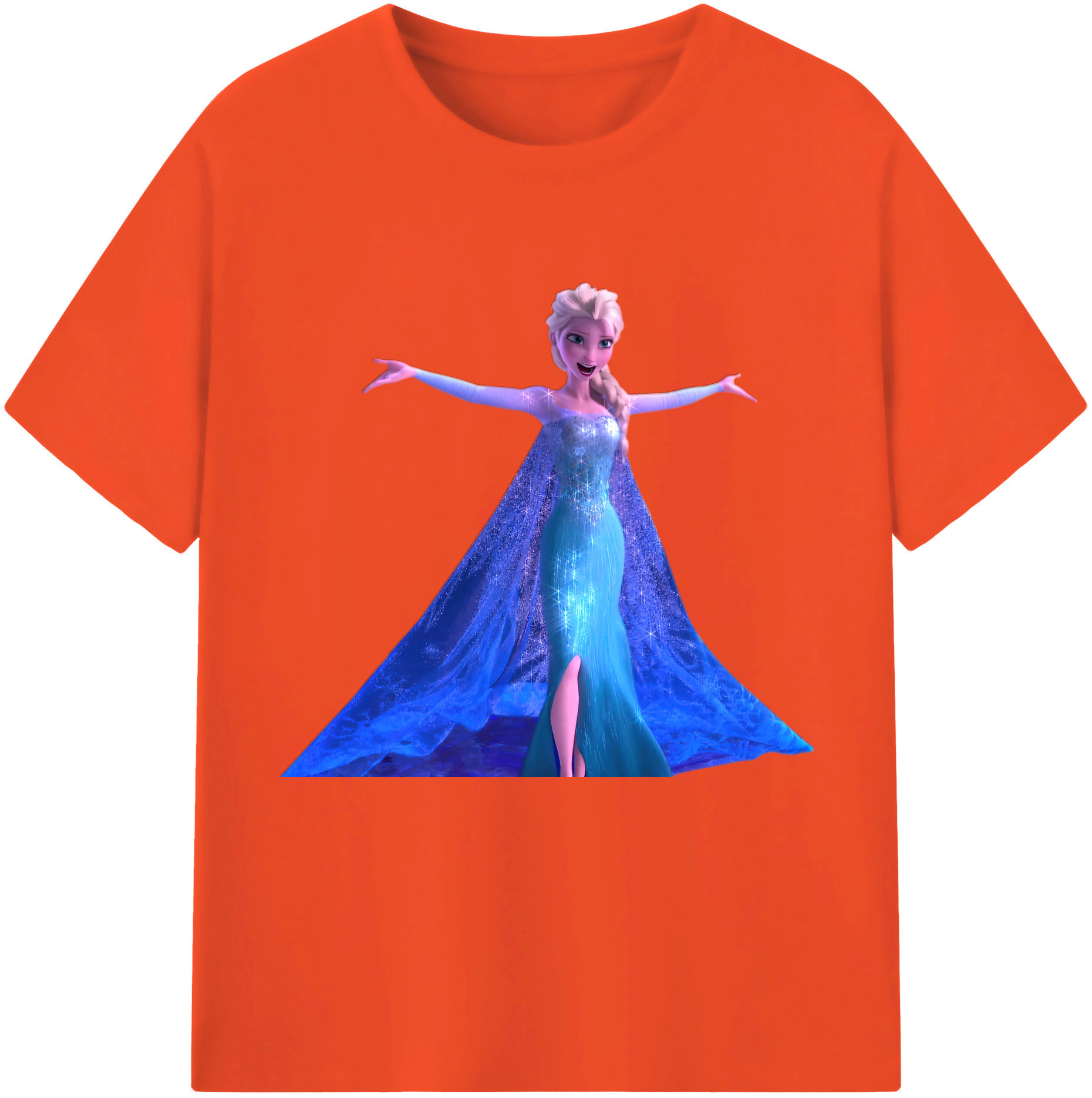 アナと雪の女王 アンナ エルサ Frozen Anna Elsa 綿100％半袖Tシャツ（フロントプリント）