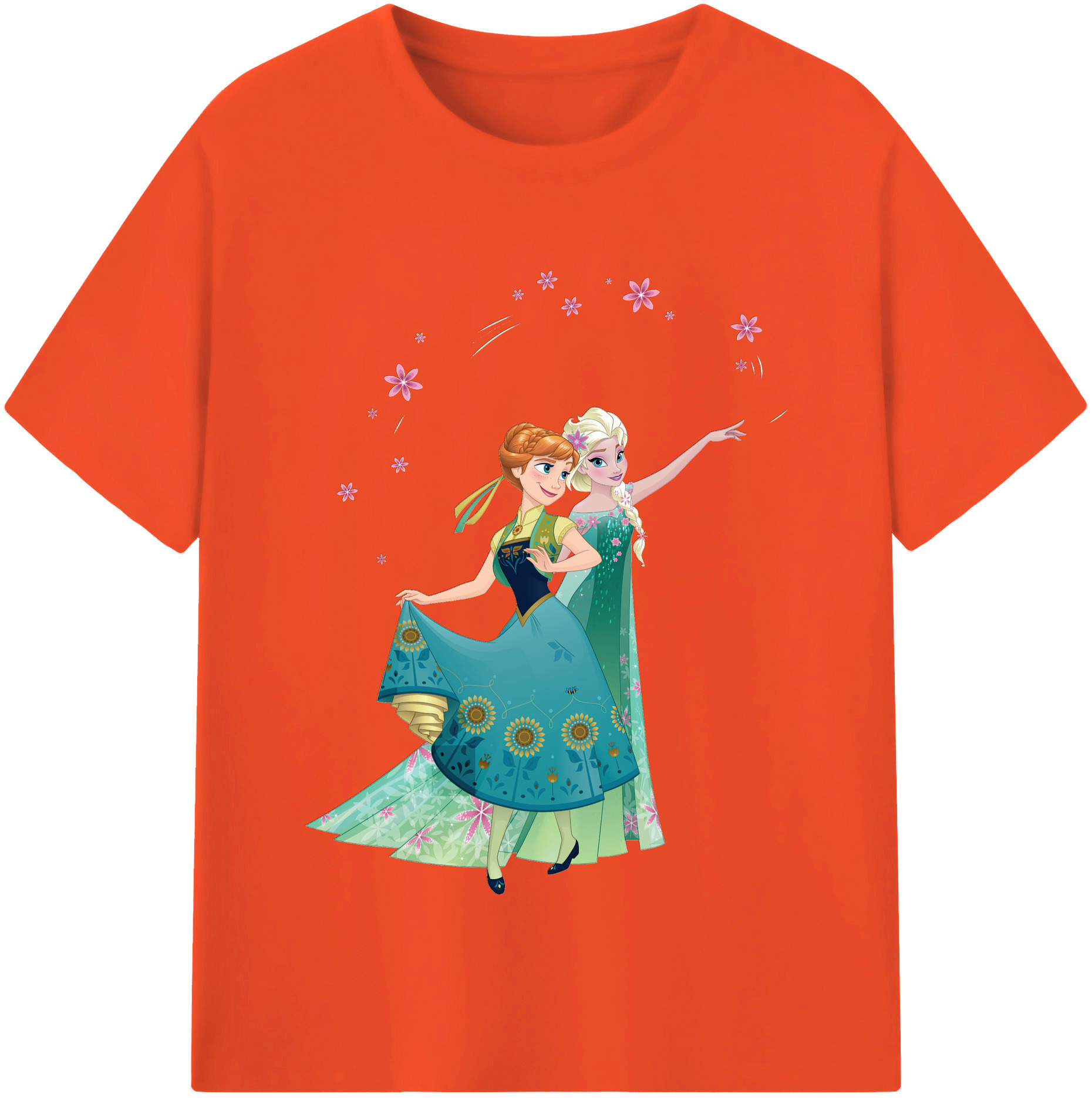（画像用） アナと雪の女王 アンナ エルサ Frozen Anna Elsa 綿100％半袖Tシャツ（フロントプリント）