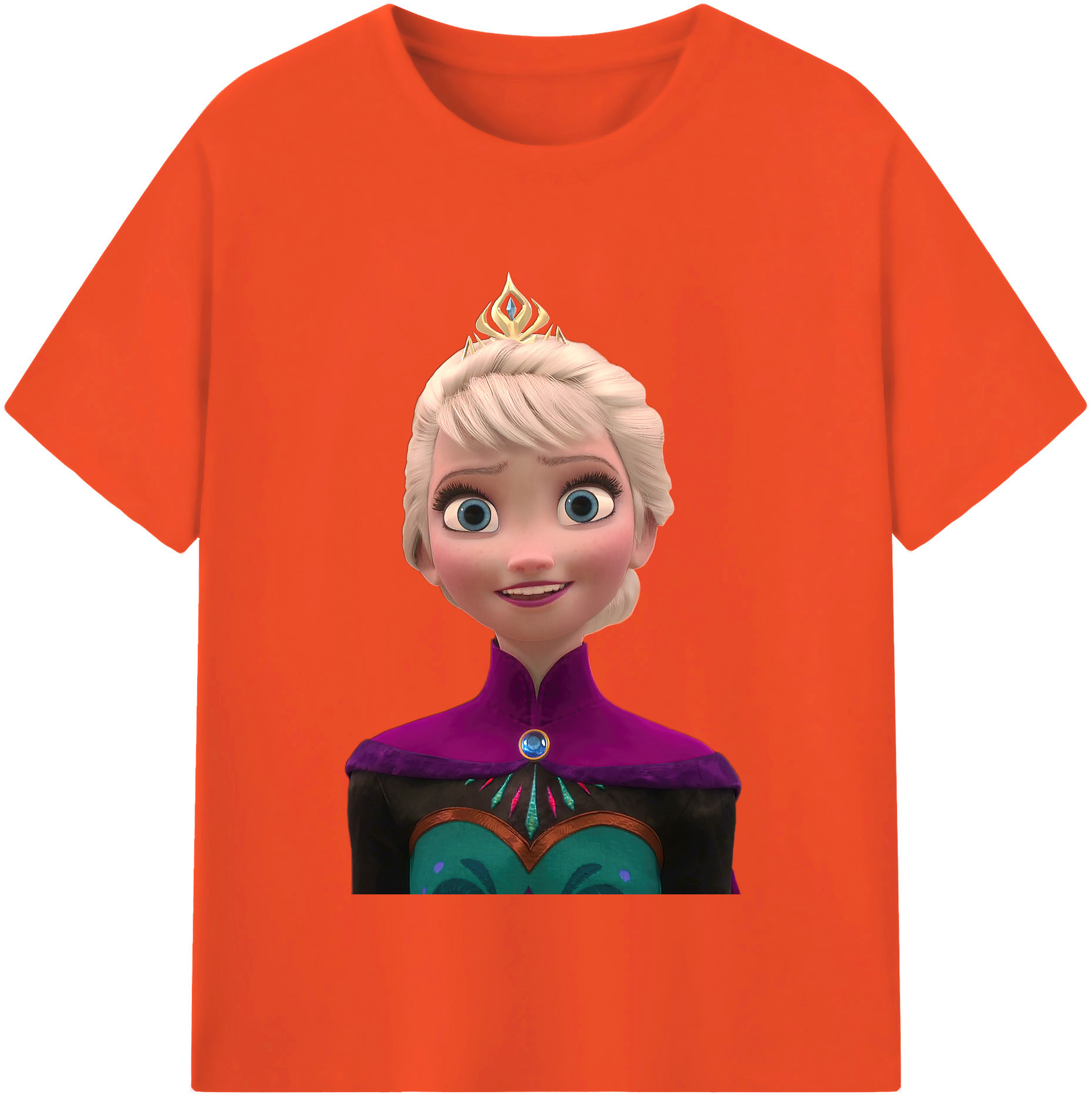 （画像用） アナと雪の女王 アンナ エルサ Frozen Anna Elsa 綿100％半袖Tシャツ（フロントプリント）
