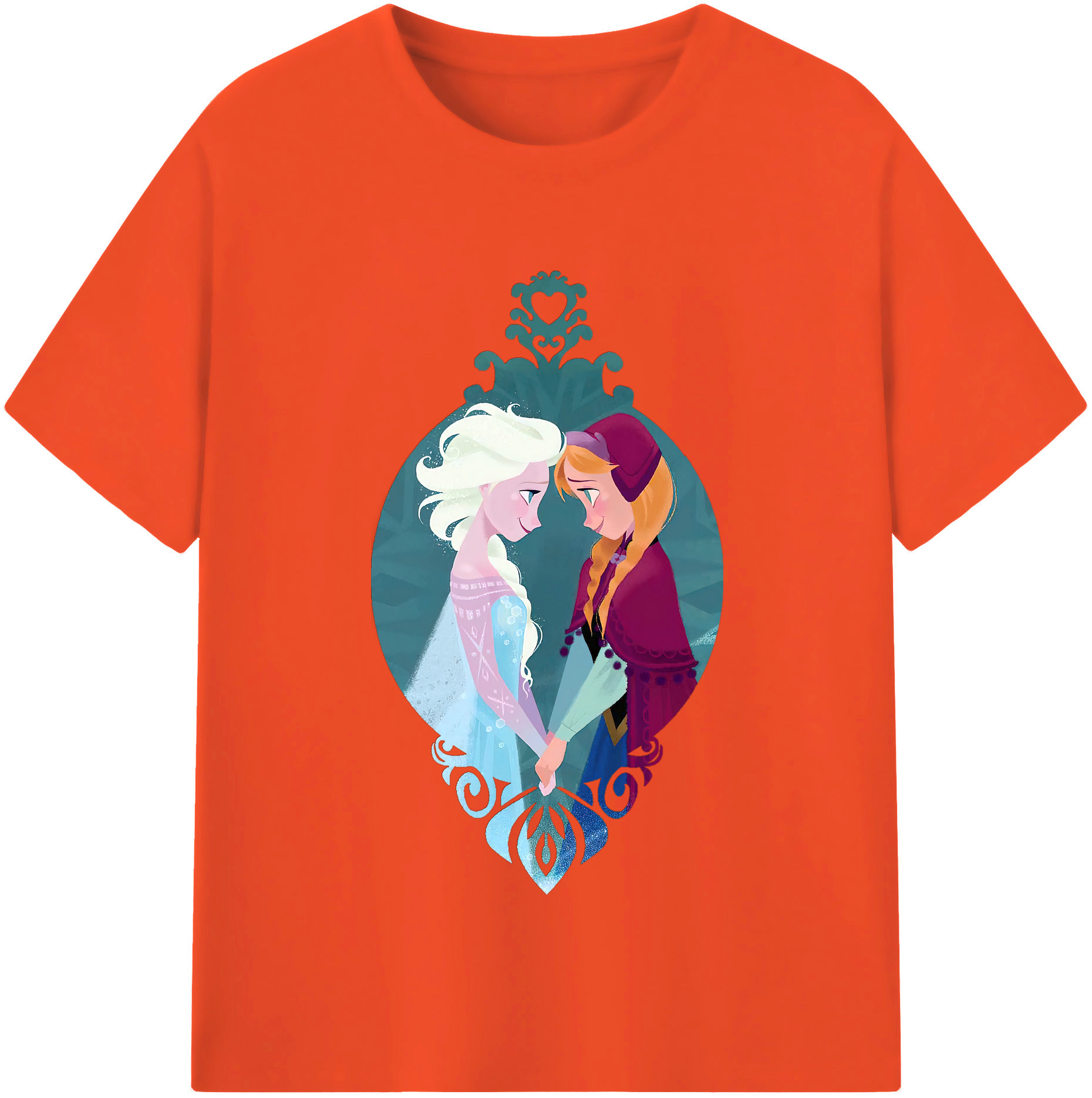 （画像用） アナと雪の女王 アンナ エルサ Frozen Anna Elsa 綿100％半袖Tシャツ（フロントプリント）