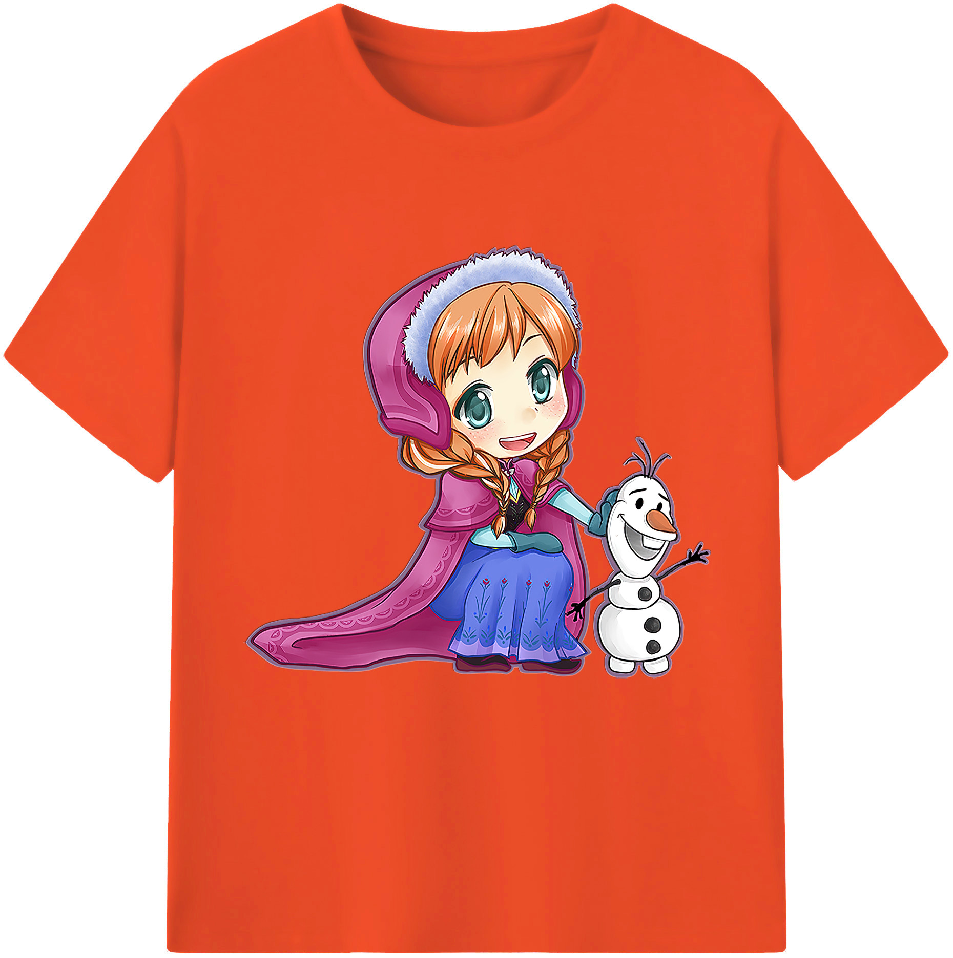 （画像用） アナと雪の女王 アンナ エルサ Frozen Anna Elsa 綿100％半袖Tシャツ（フロントプリント）