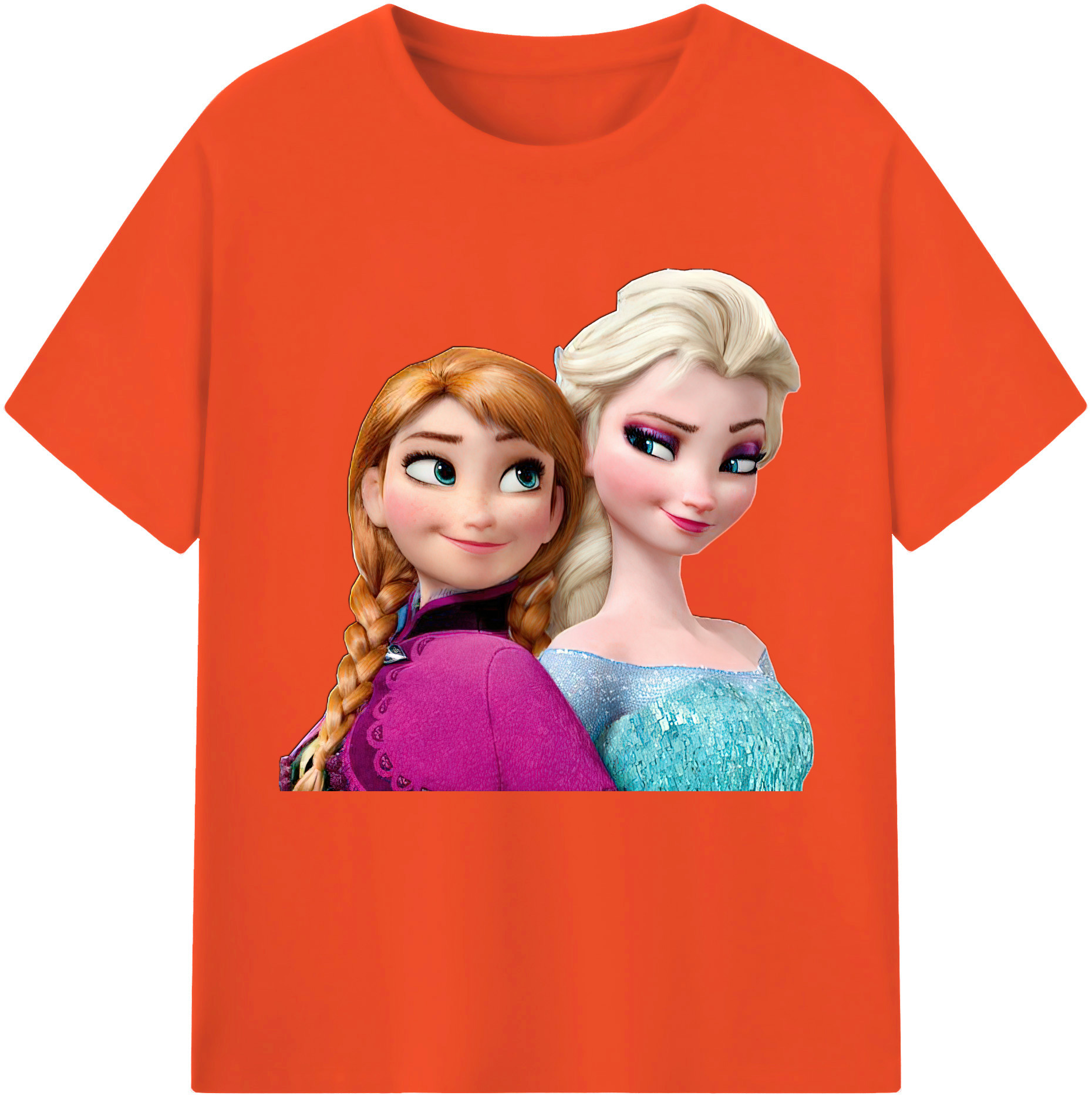 （画像用） アナと雪の女王 アンナ エルサ Frozen Anna Elsa 綿100％半袖Tシャツ（フロントプリント）
