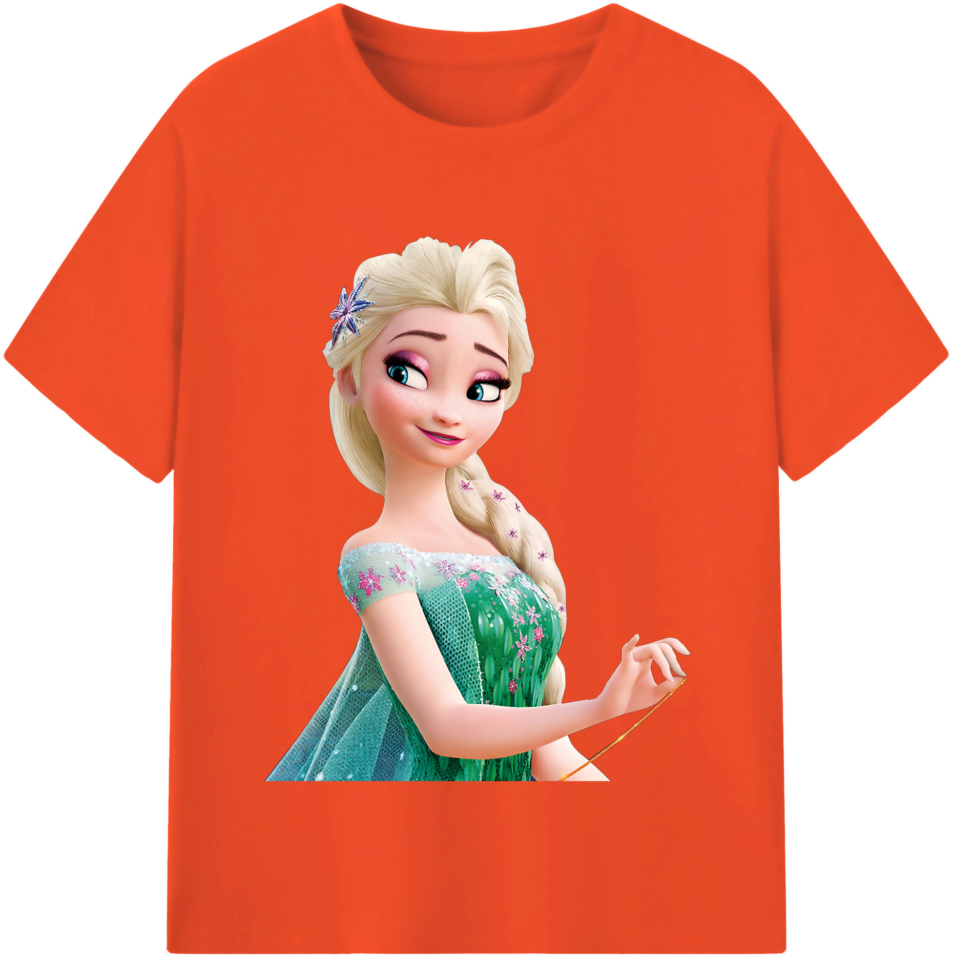 （画像用） アナと雪の女王 アンナ エルサ Frozen Anna Elsa 綿100％半袖Tシャツ（フロントプリント）