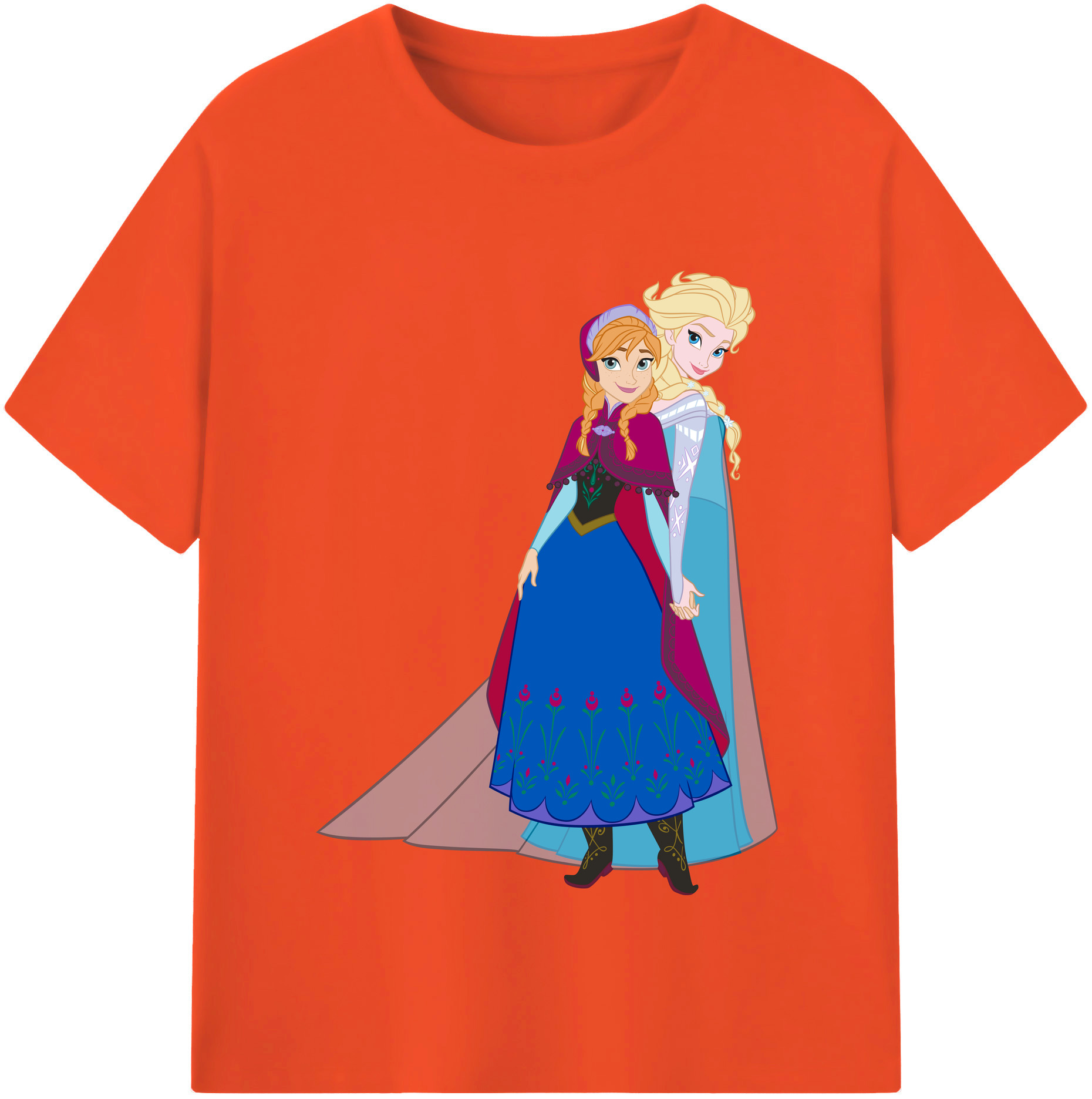 （画像用） アナと雪の女王 アンナ エルサ Frozen Anna Elsa 綿100％半袖Tシャツ（フロントプリント）