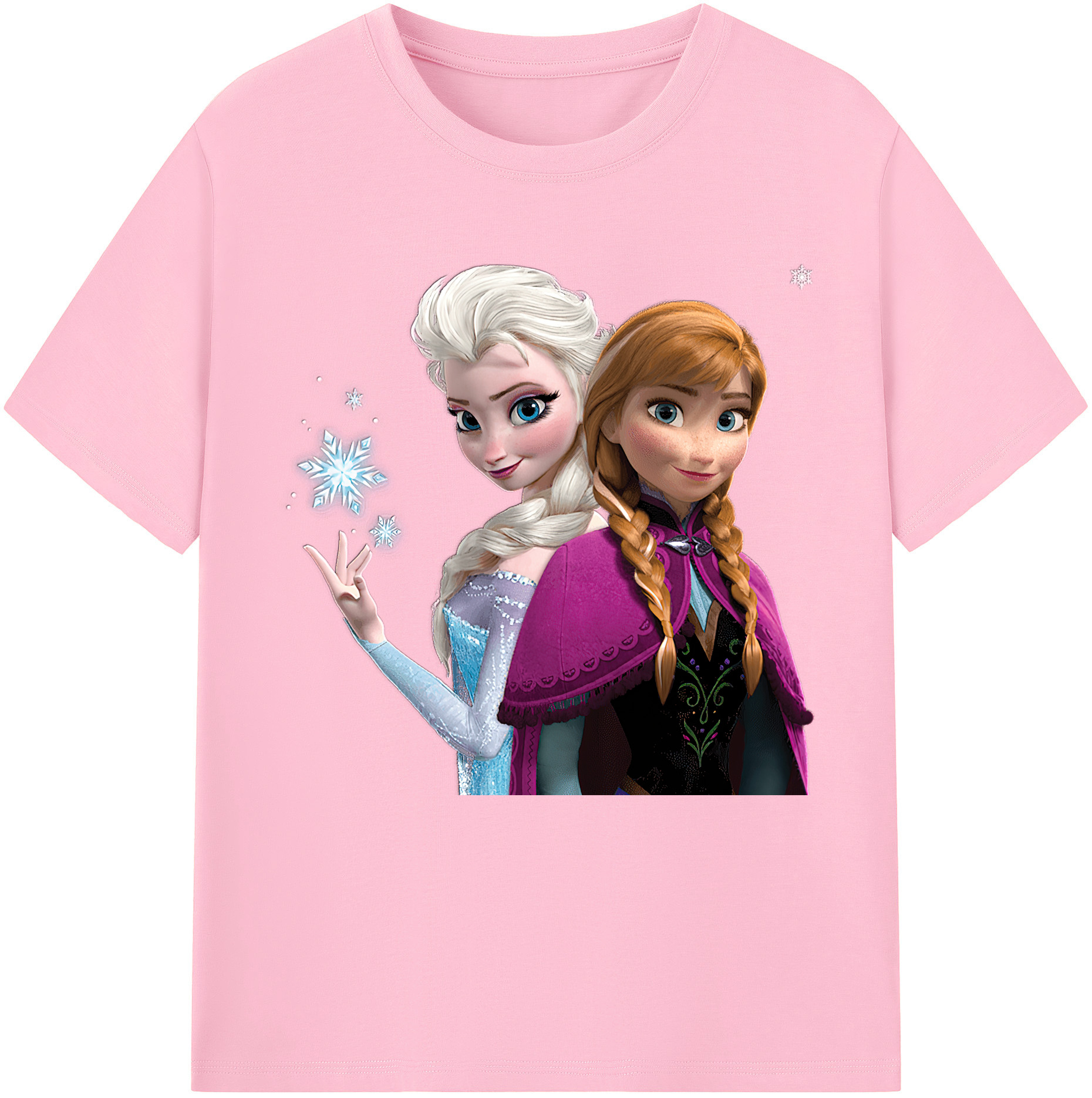（画像用） アナと雪の女王 アンナ エルサ Frozen Anna Elsa 綿100％半袖Tシャツ（フロントプリント）