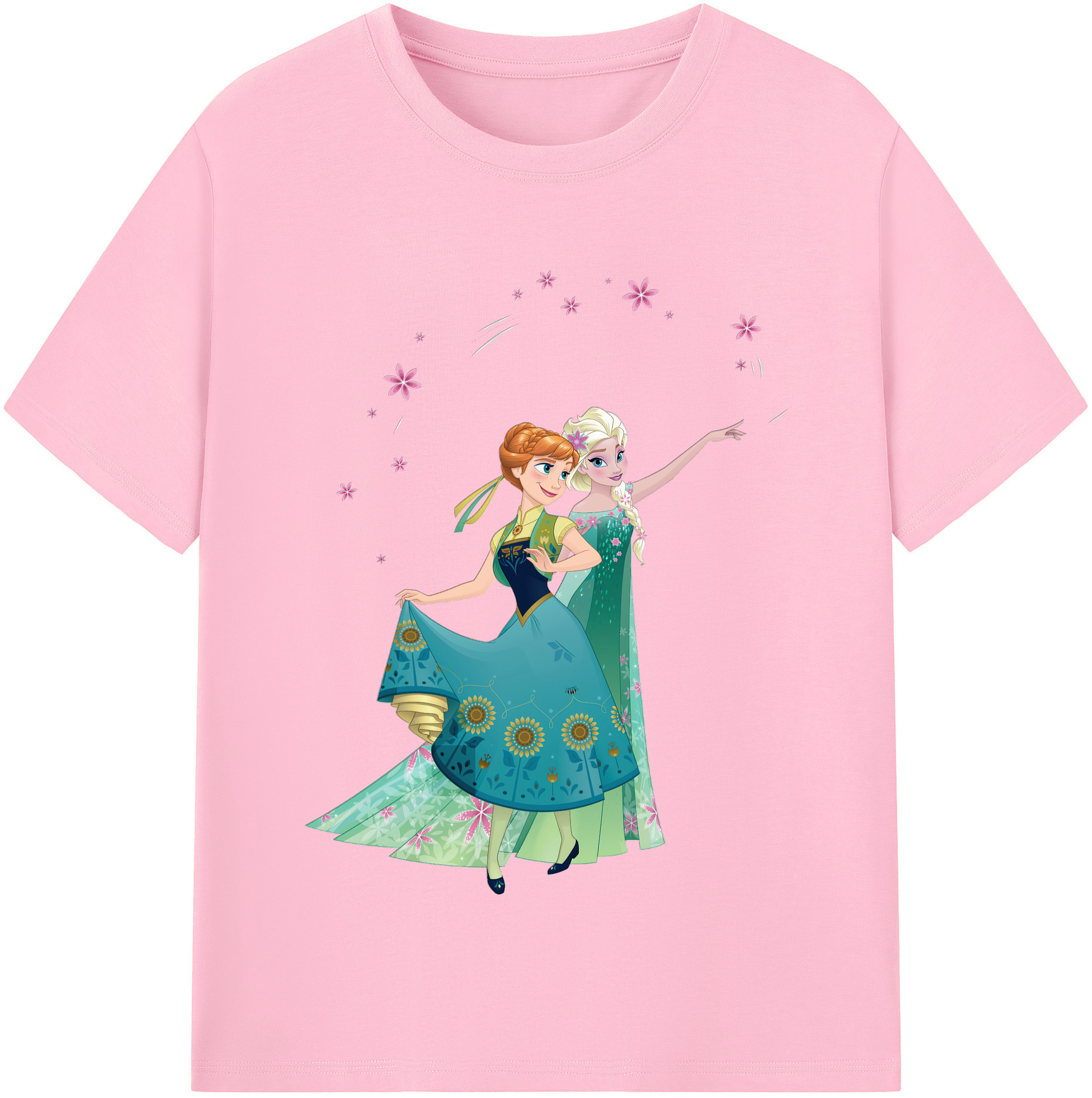 （画像用） アナと雪の女王 アンナ エルサ Frozen Anna Elsa 綿100％半袖Tシャツ（フロントプリント）