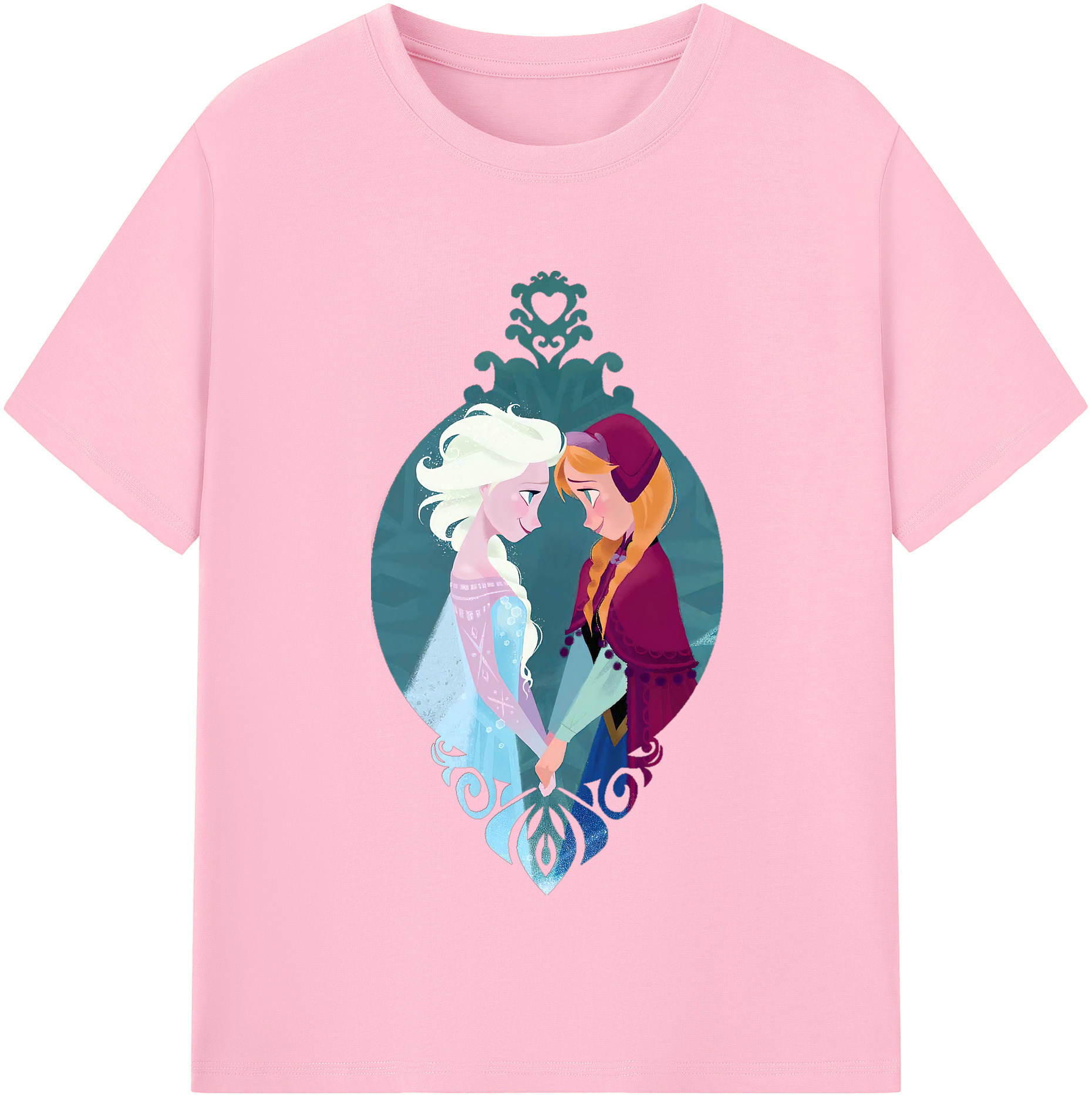（画像用） アナと雪の女王 アンナ エルサ Frozen Anna Elsa 綿100％半袖Tシャツ（フロントプリント）