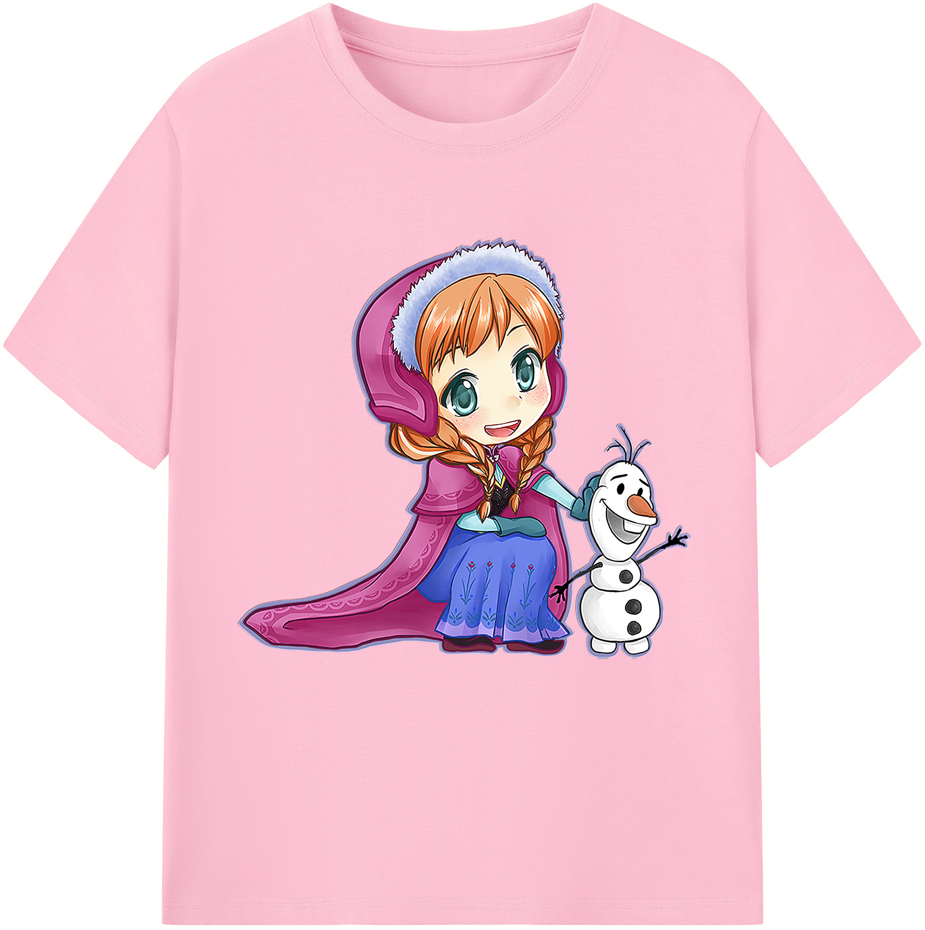（画像用） アナと雪の女王 アンナ エルサ Frozen Anna Elsa 綿100％半袖Tシャツ（フロントプリント）