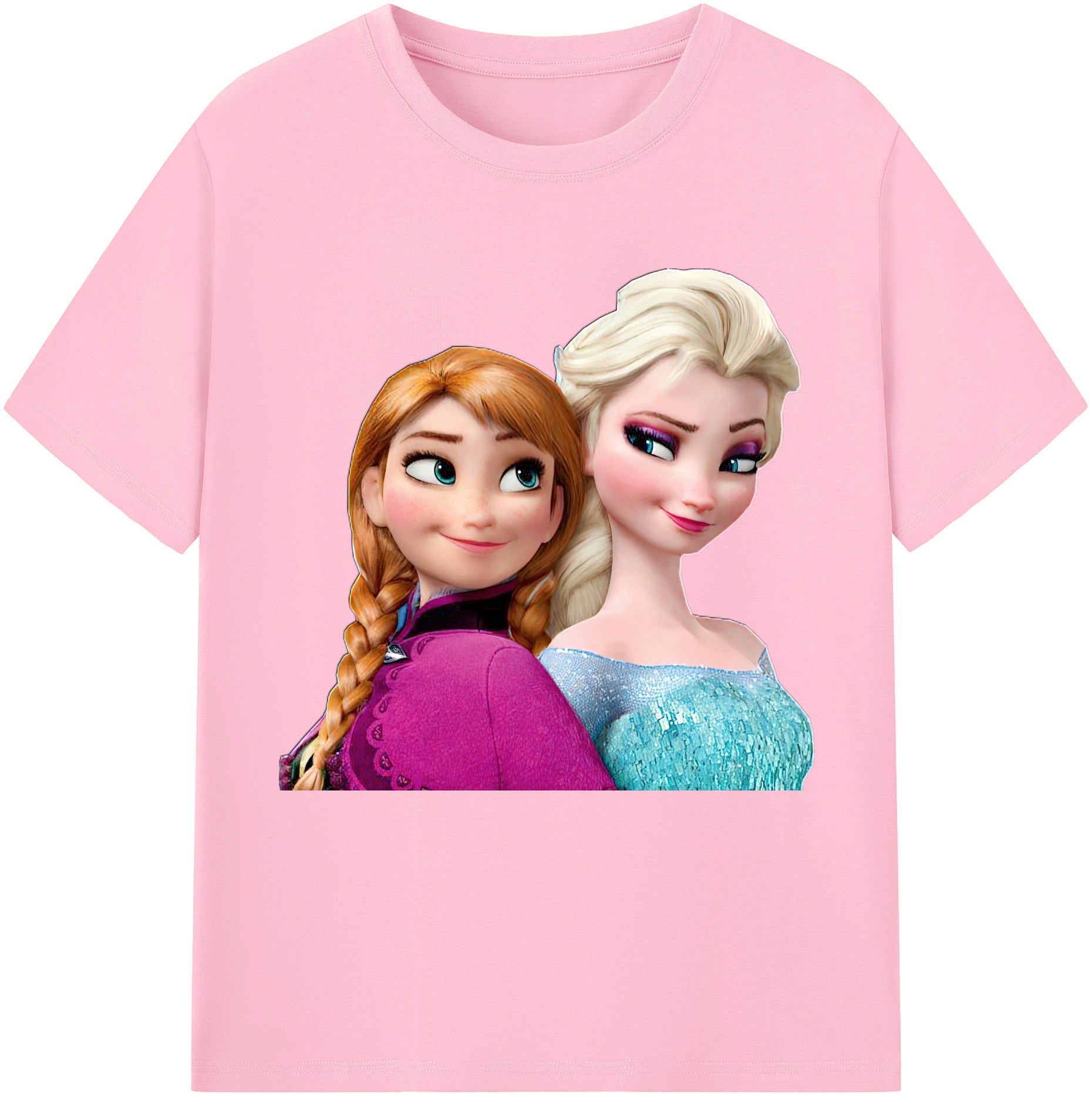 （画像用） アナと雪の女王 アンナ エルサ Frozen Anna Elsa 綿100％半袖Tシャツ（フロントプリント）