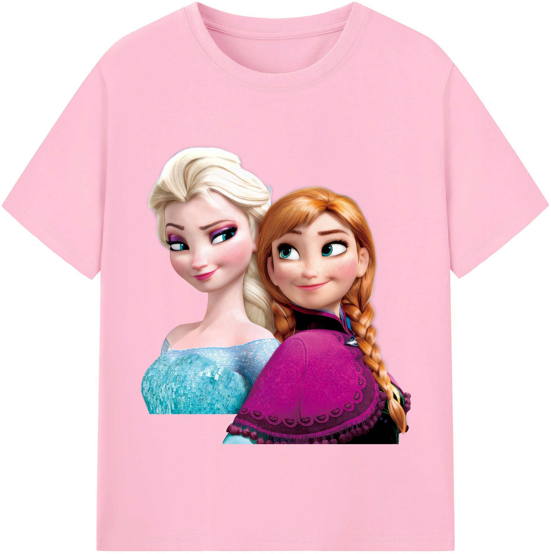 （画像用） アナと雪の女王 アンナ エルサ Frozen Anna Elsa 綿100％半袖Tシャツ（フロントプリント）