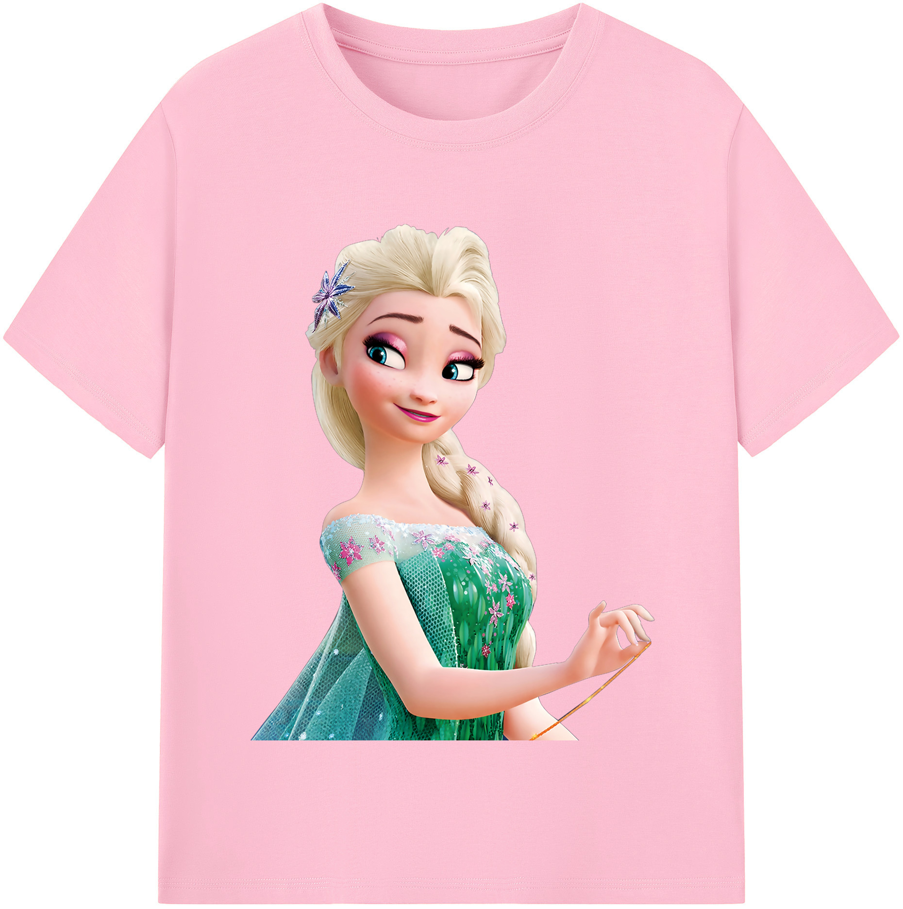 （画像用） アナと雪の女王 アンナ エルサ Frozen Anna Elsa 綿100％半袖Tシャツ（フロントプリント）