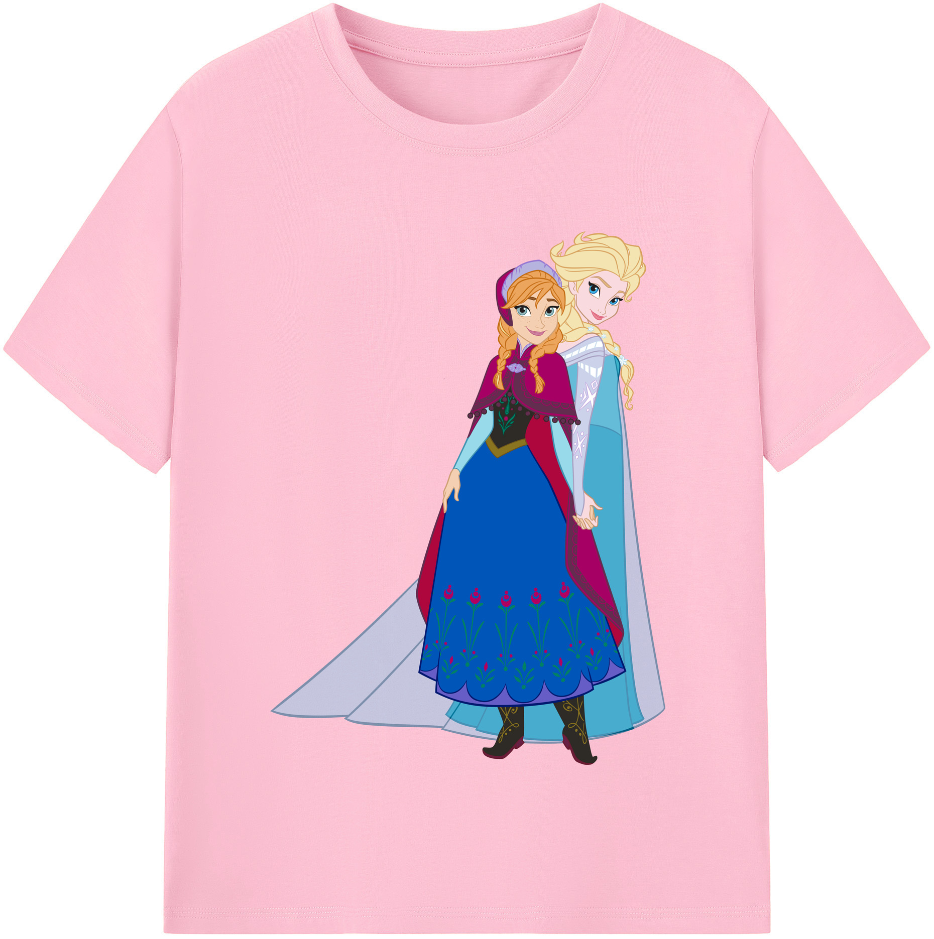 （画像用） アナと雪の女王 アンナ エルサ Frozen Anna Elsa 綿100％半袖Tシャツ（フロントプリント）