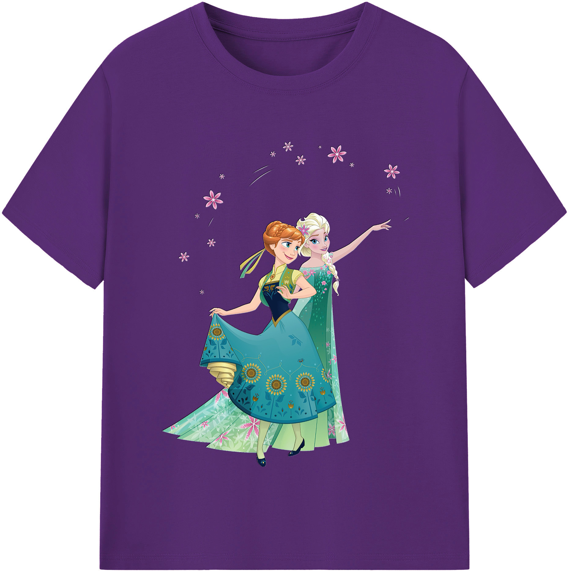 （画像用） アナと雪の女王 アンナ エルサ Frozen Anna Elsa 綿100％半袖Tシャツ（フロントプリント）