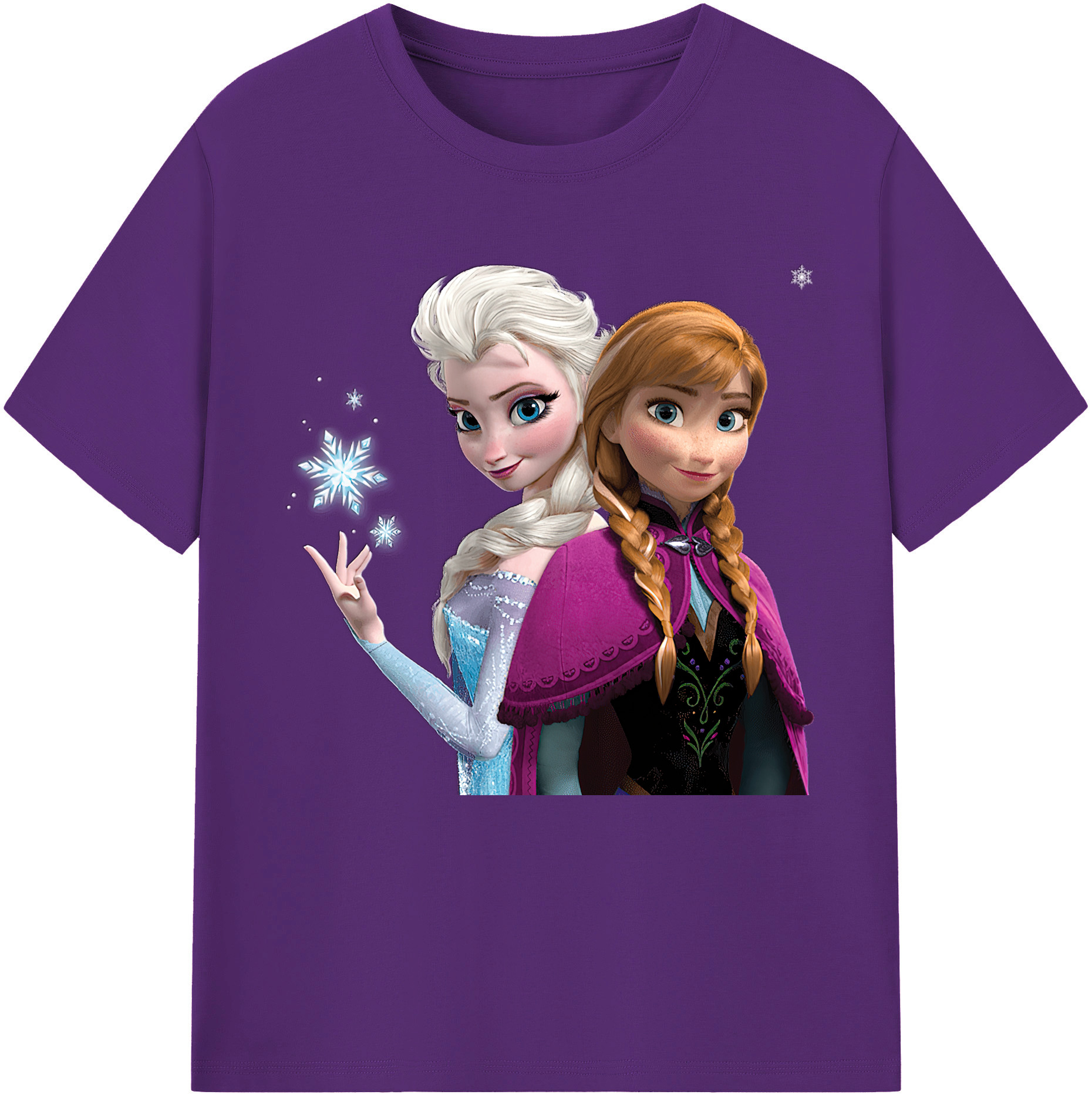 （画像用） アナと雪の女王 アンナ エルサ Frozen Anna Elsa 綿100％半袖Tシャツ（フロントプリント）