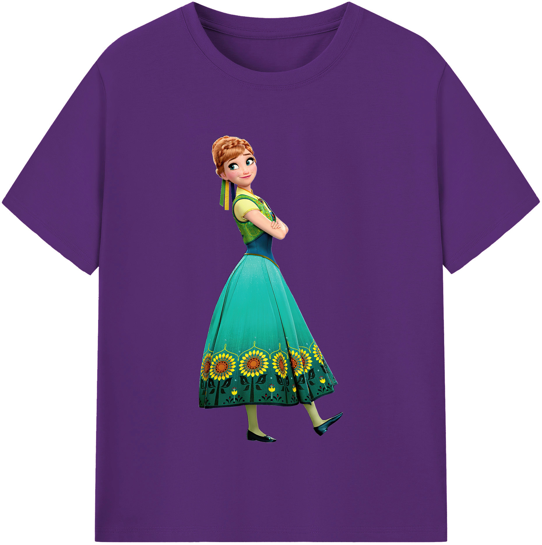 （画像用） アナと雪の女王 アンナ エルサ Frozen Anna Elsa 綿100％半袖Tシャツ（フロントプリント）