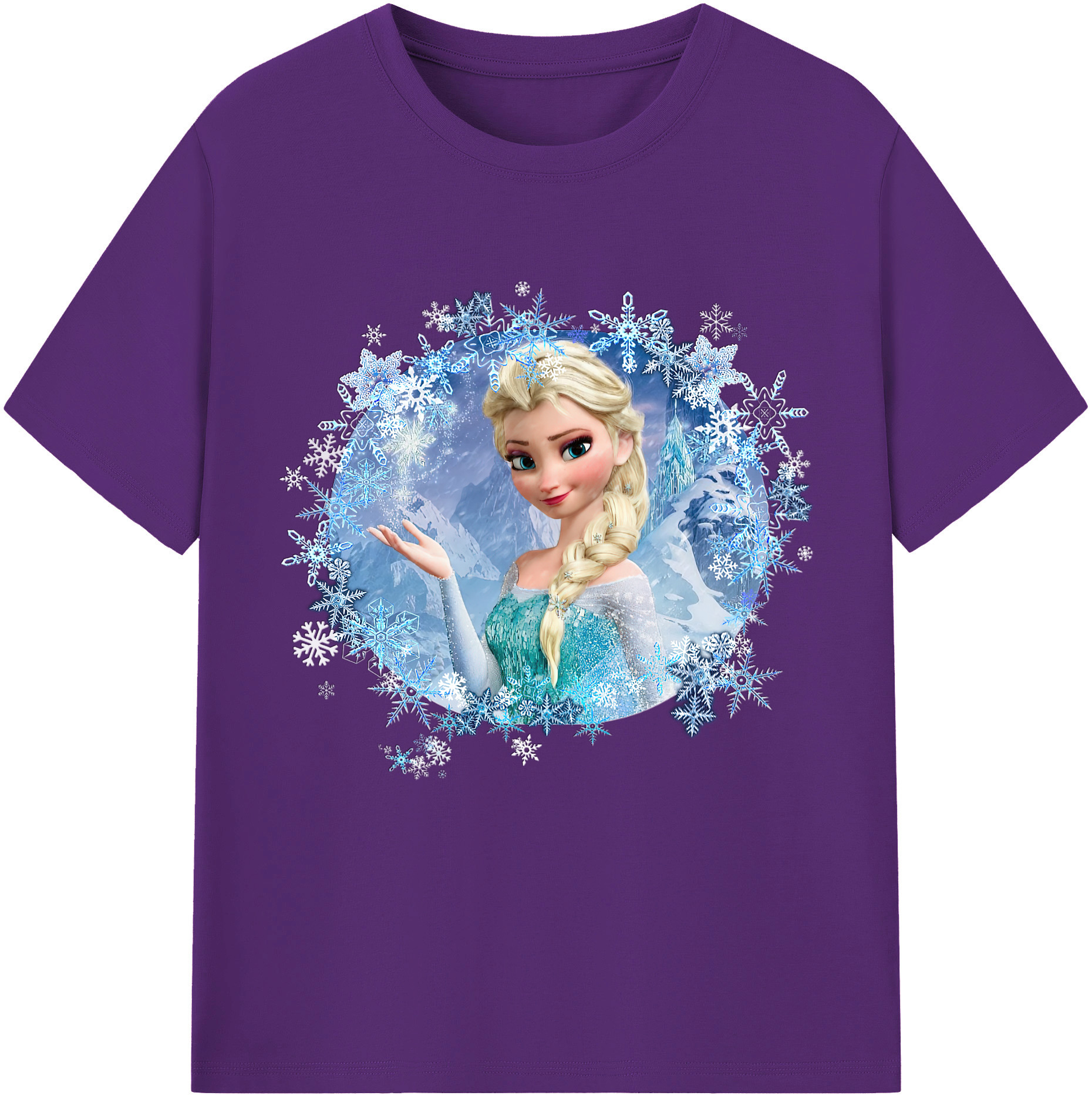 （画像用） アナと雪の女王 アンナ エルサ Frozen Anna Elsa 綿100％半袖Tシャツ（フロントプリント）