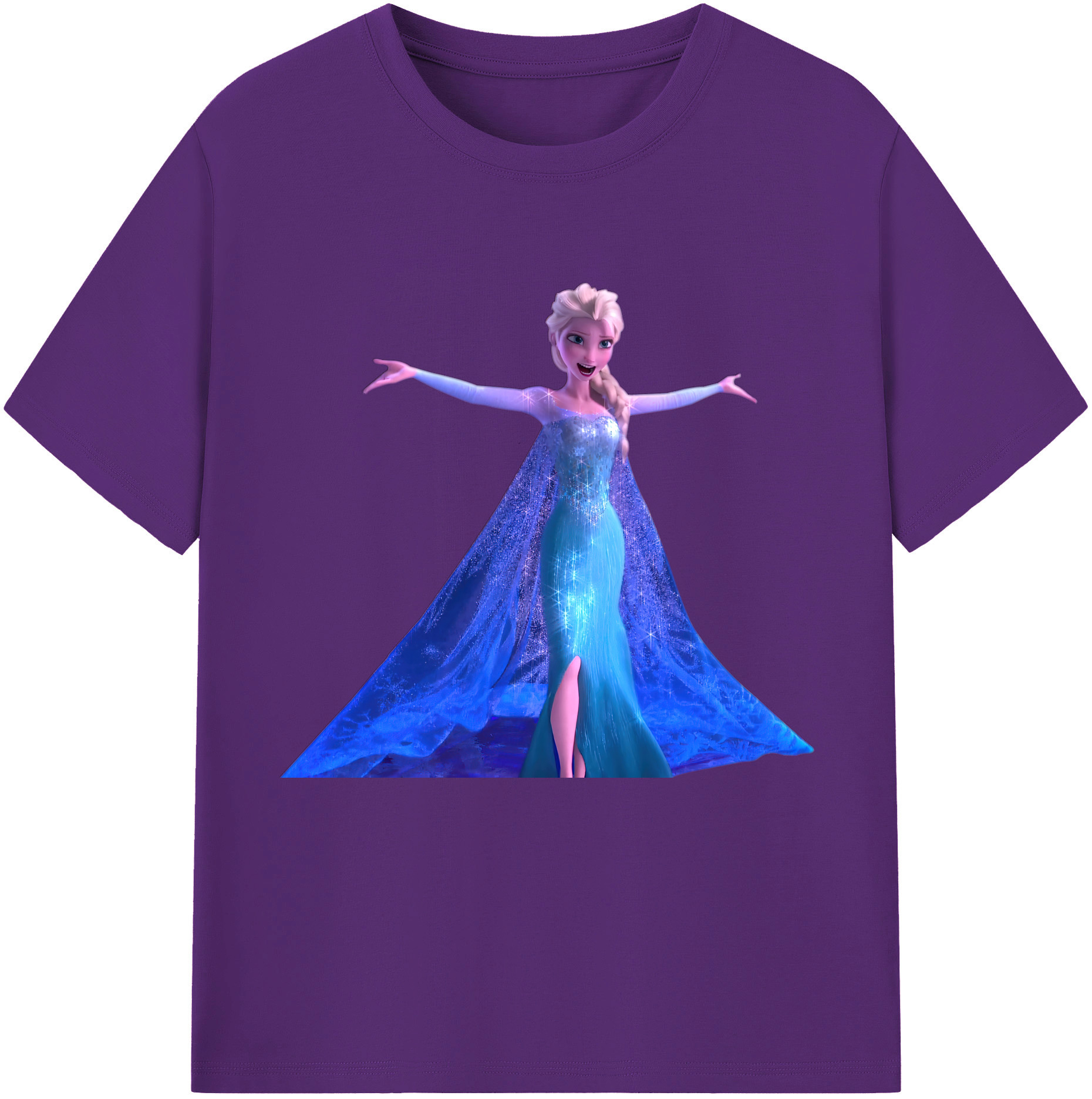 アナと雪の女王 アンナ エルサ Frozen Anna Elsa 綿100％半袖Tシャツ（フロントプリント）