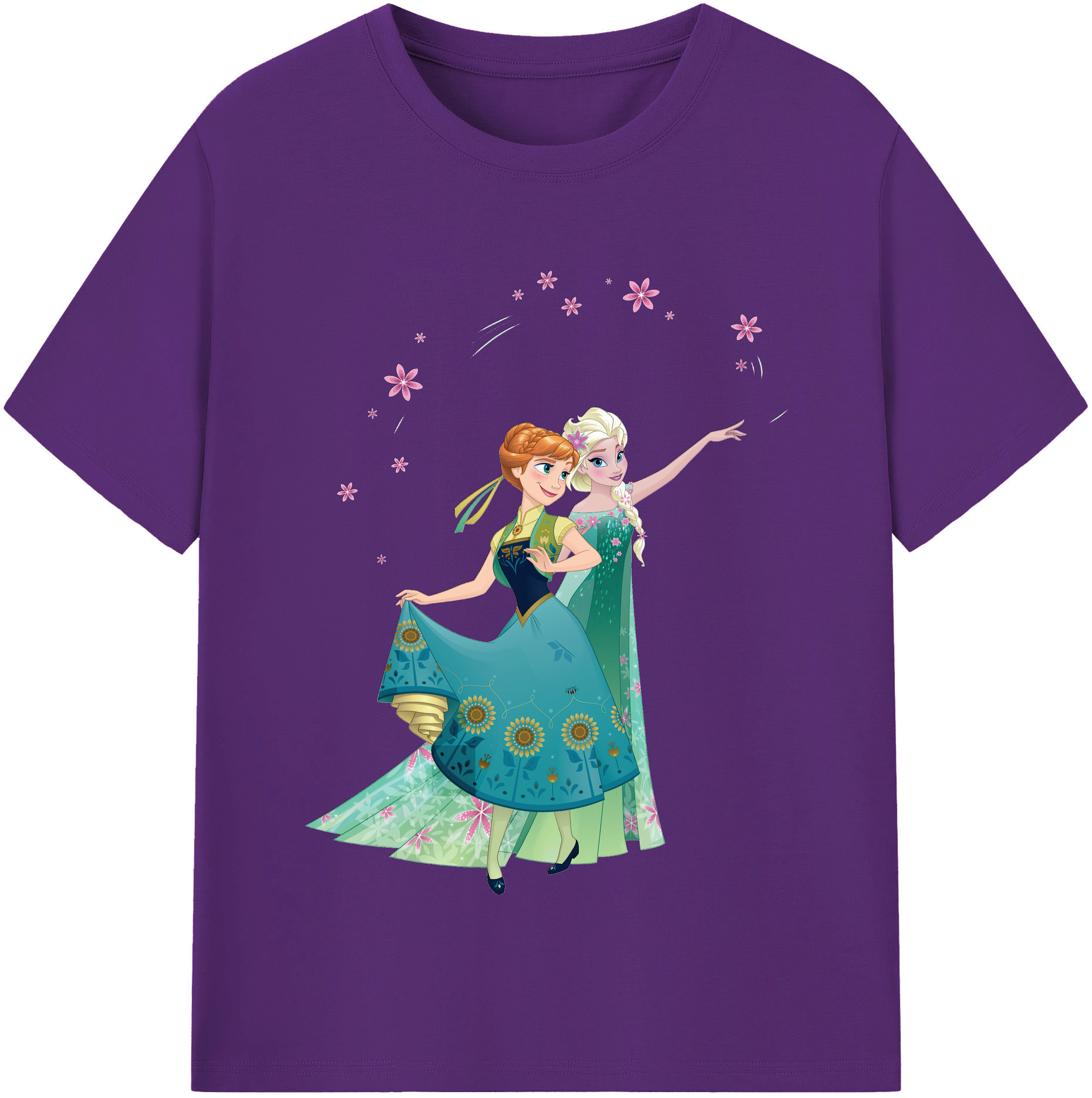 （画像用） アナと雪の女王 アンナ エルサ Frozen Anna Elsa 綿100％半袖Tシャツ（フロントプリント）