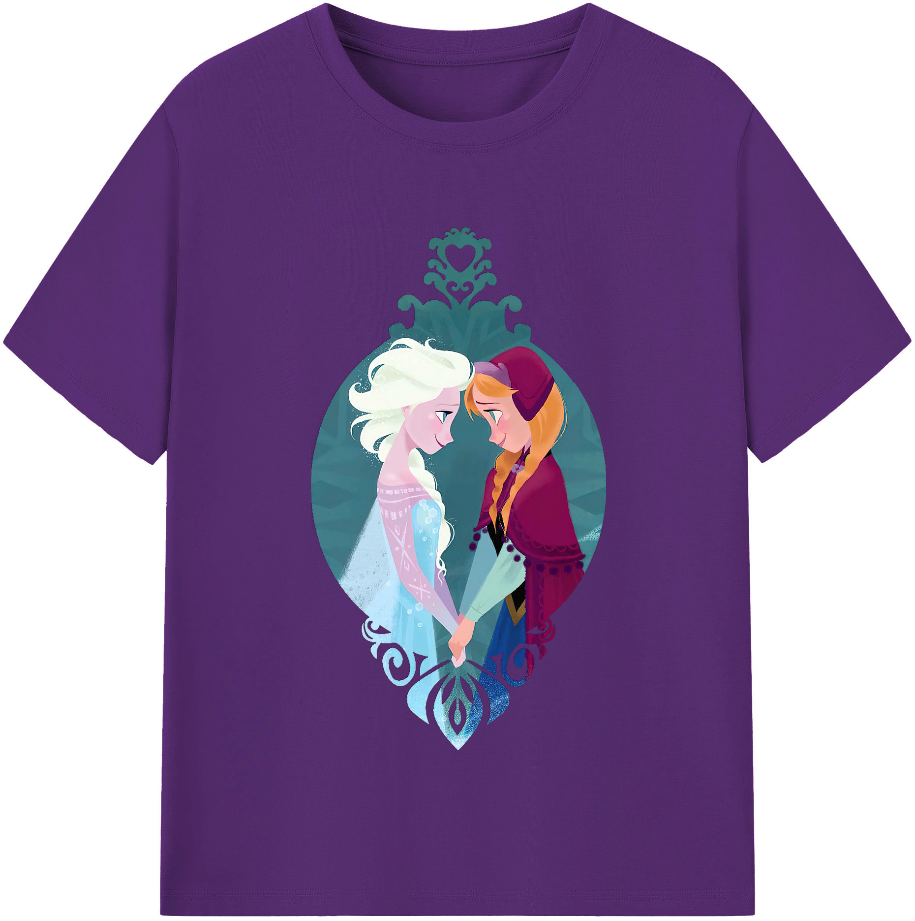（画像用） アナと雪の女王 アンナ エルサ Frozen Anna Elsa 綿100％半袖Tシャツ（フロントプリント）