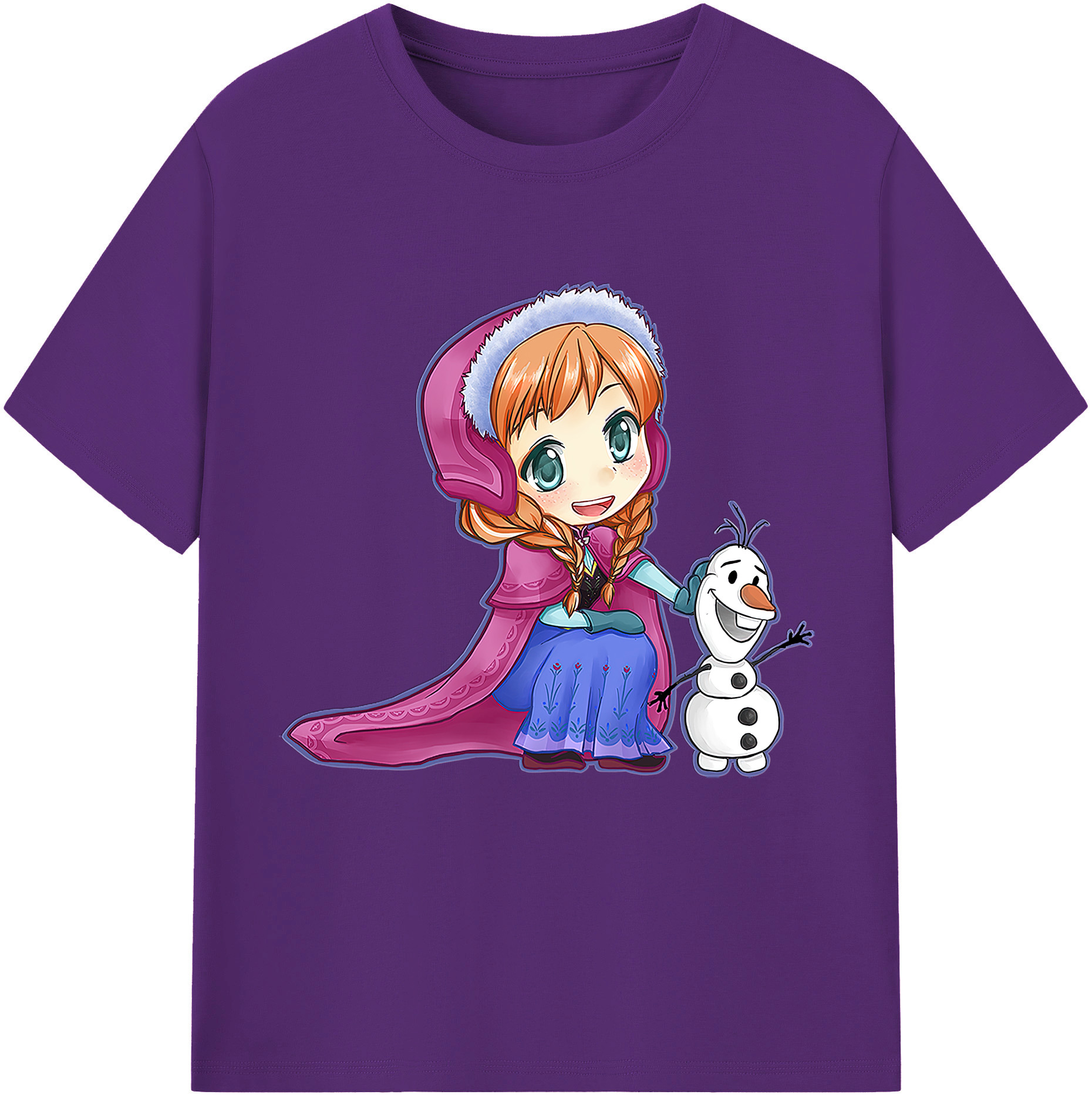 （画像用） アナと雪の女王 アンナ エルサ Frozen Anna Elsa 綿100％半袖Tシャツ（フロントプリント）