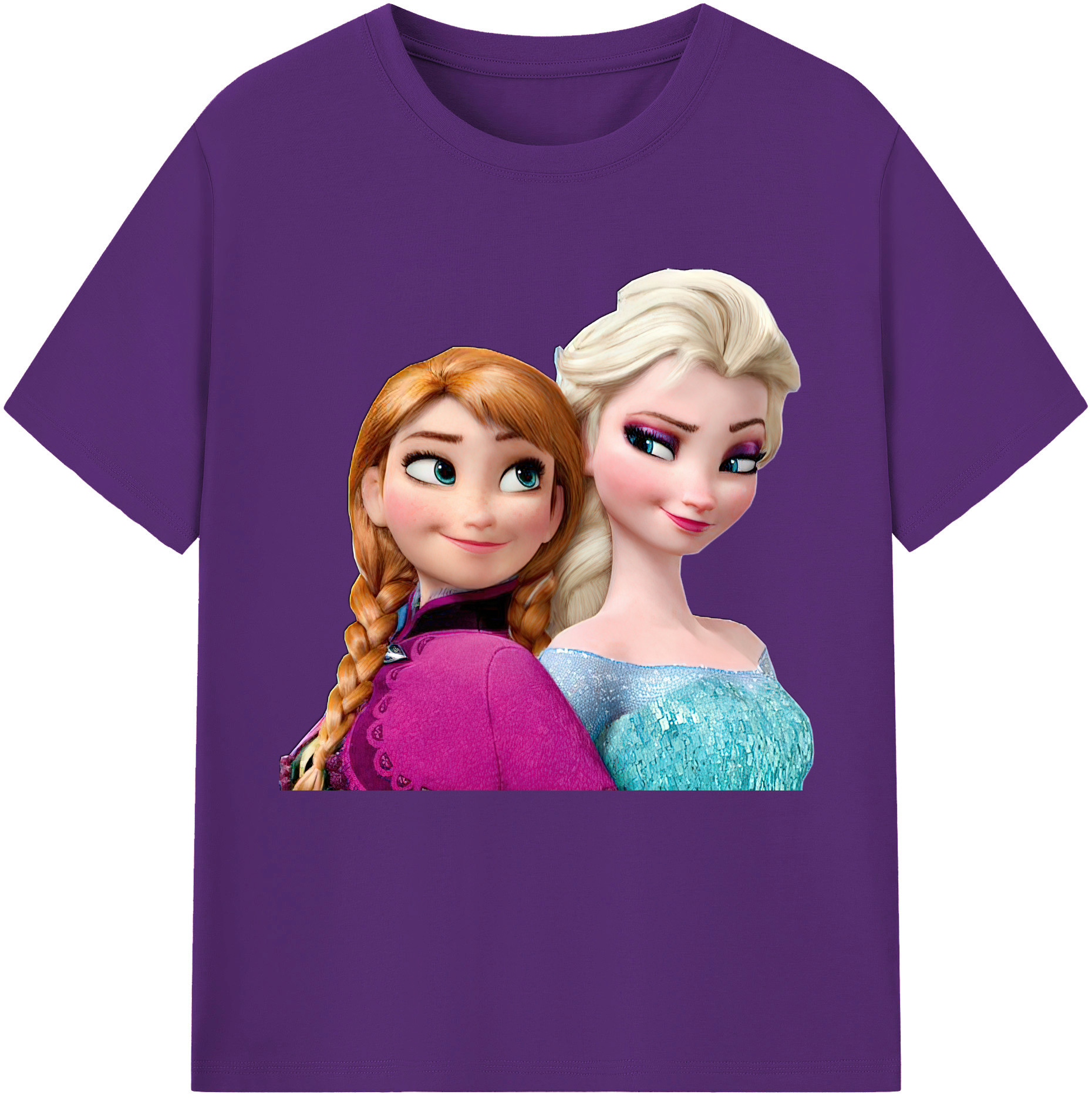 （画像用） アナと雪の女王 アンナ エルサ Frozen Anna Elsa 綿100％半袖Tシャツ（フロントプリント）