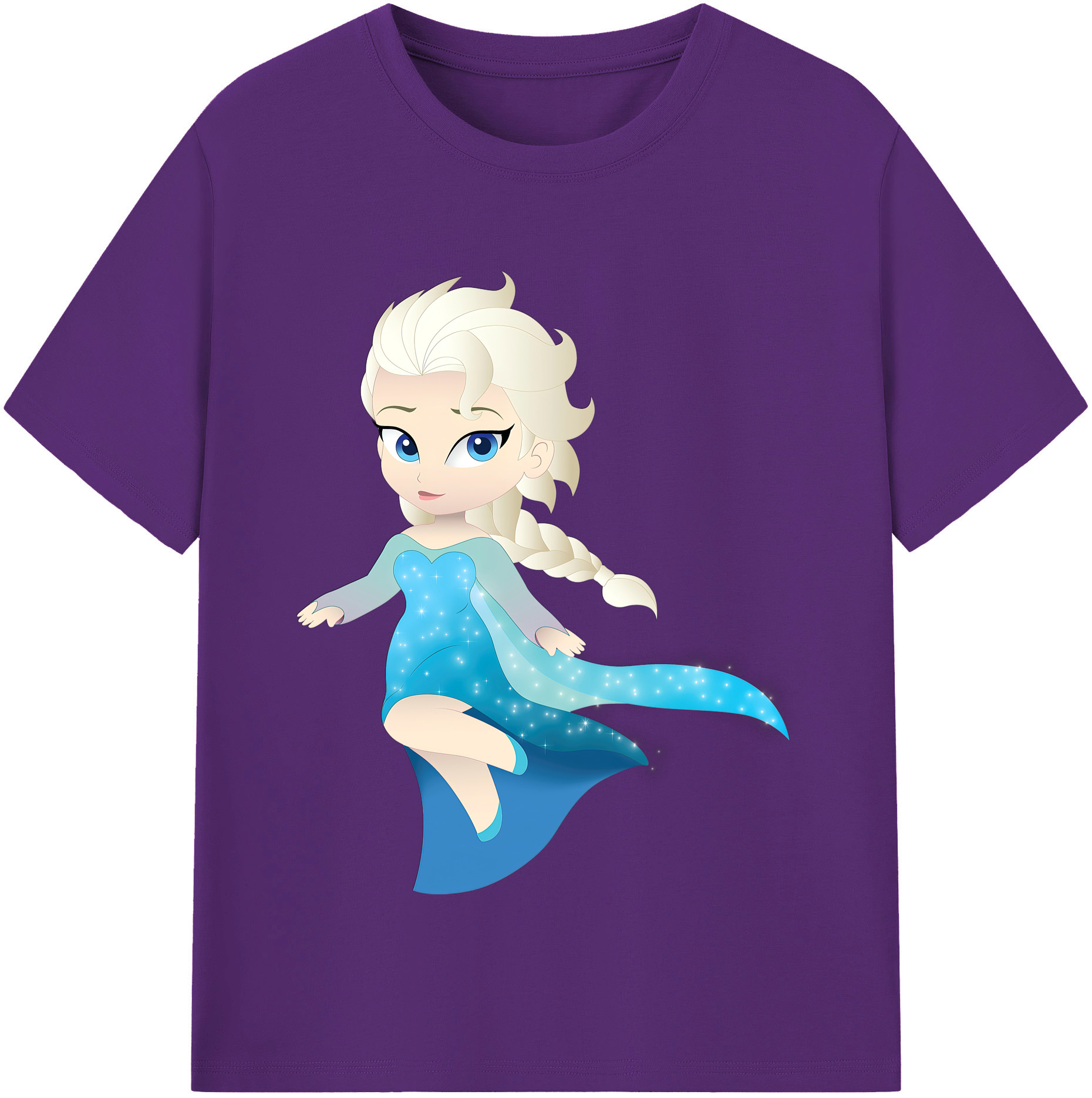（画像用） アナと雪の女王 アンナ エルサ Frozen Anna Elsa 綿100％半袖Tシャツ（フロントプリント）