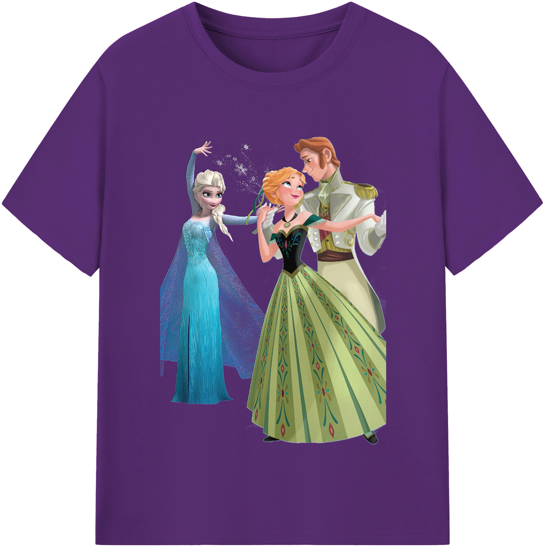（画像用） アナと雪の女王 アンナ エルサ Frozen Anna Elsa 綿100％半袖Tシャツ（フロントプリント）