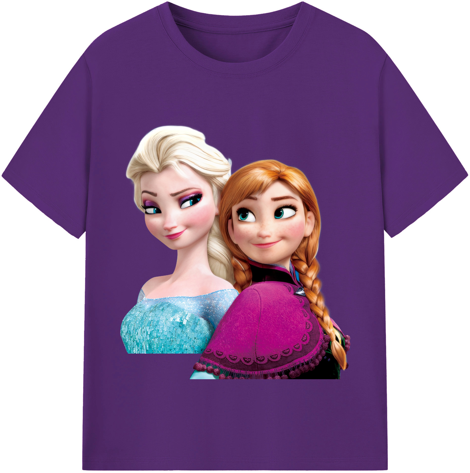 （画像用） アナと雪の女王 アンナ エルサ Frozen Anna Elsa 綿100％半袖Tシャツ（フロントプリント）