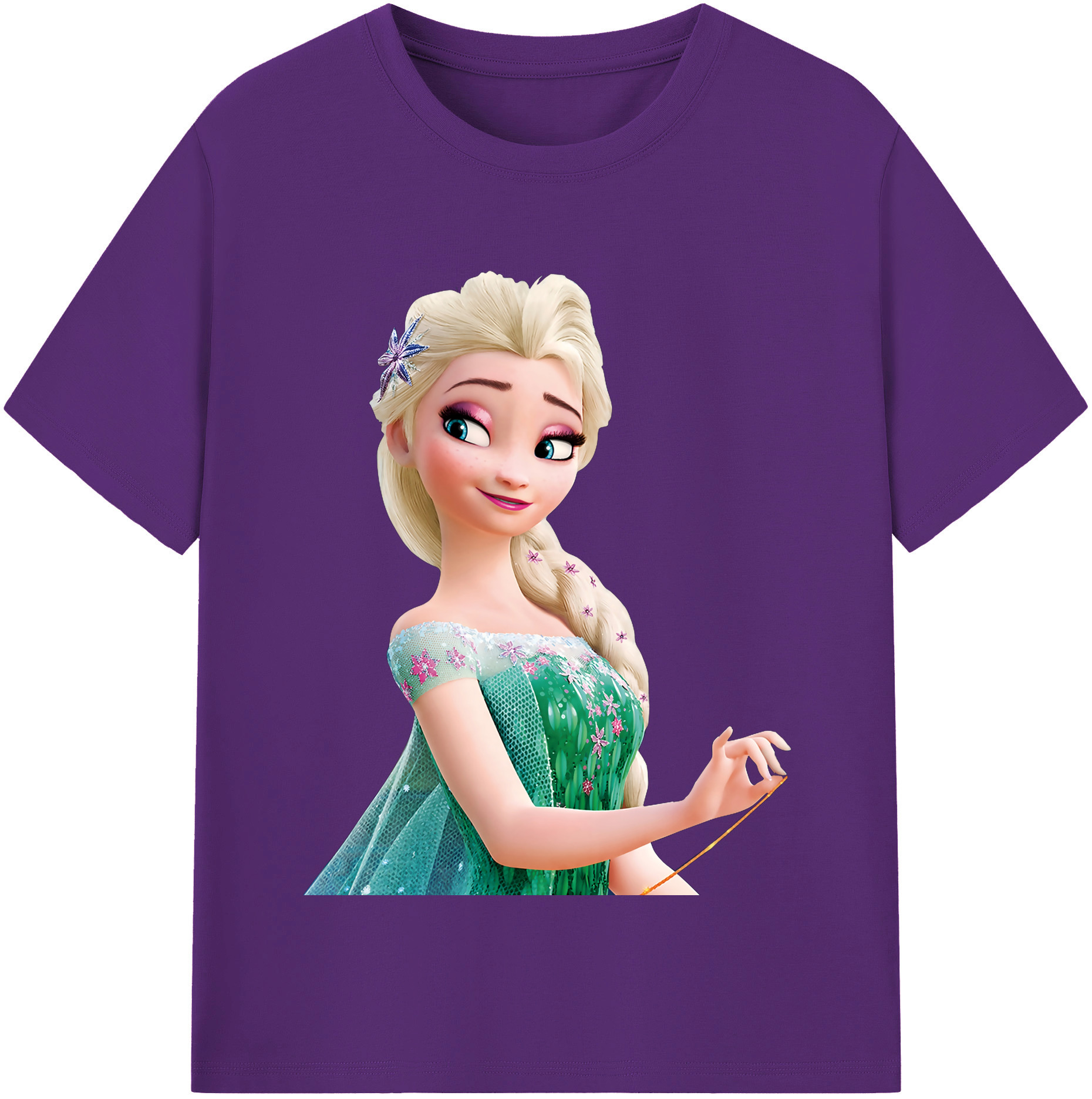 （画像用） アナと雪の女王 アンナ エルサ Frozen Anna Elsa 綿100％半袖Tシャツ（フロントプリント）