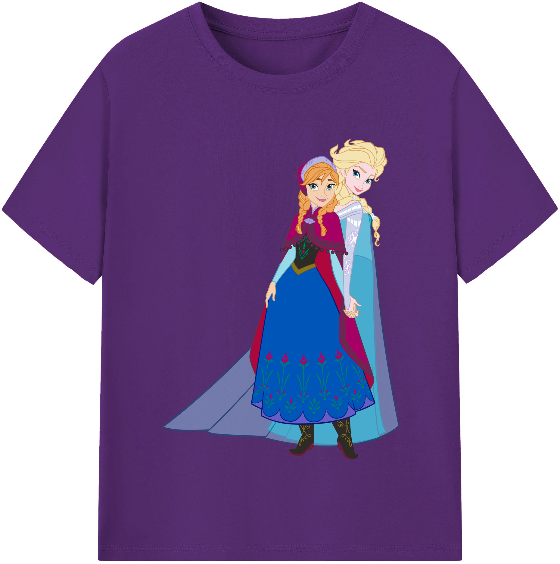 （画像用） アナと雪の女王 アンナ エルサ Frozen Anna Elsa 綿100％半袖Tシャツ（フロントプリント）