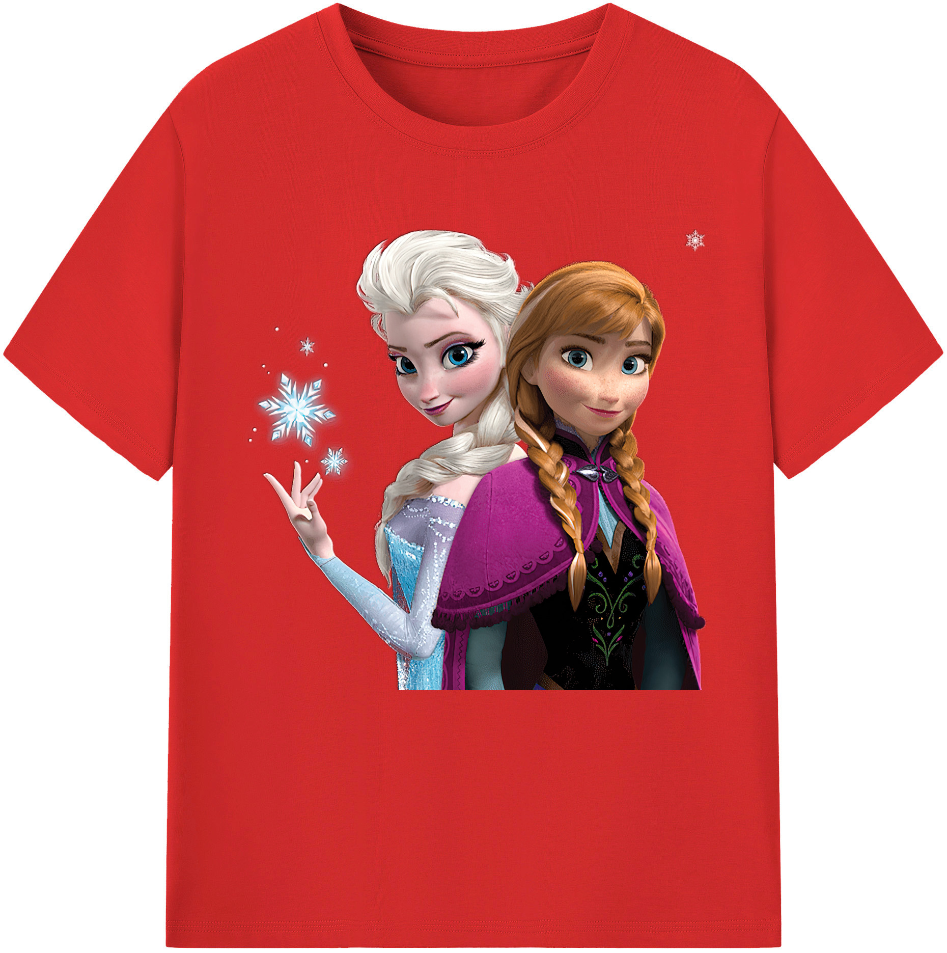 （画像用） アナと雪の女王 アンナ エルサ Frozen Anna Elsa 綿100％半袖Tシャツ（フロントプリント）