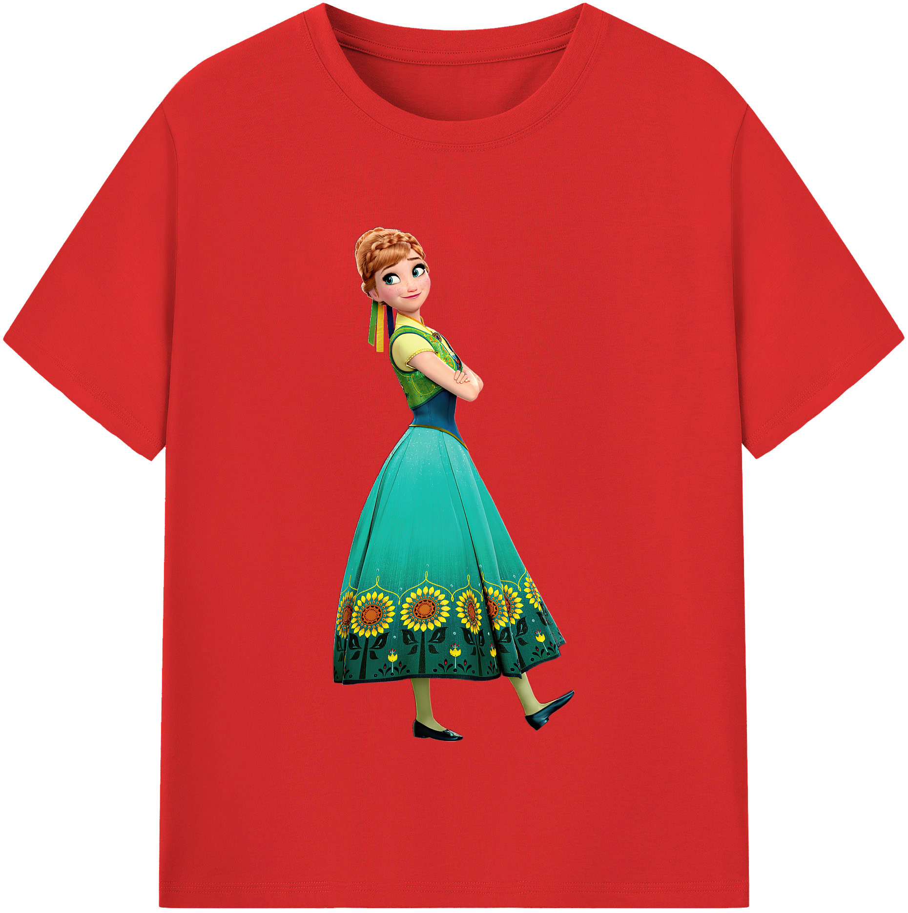 （画像用） アナと雪の女王 アンナ エルサ Frozen Anna Elsa 綿100％半袖Tシャツ（フロントプリント）