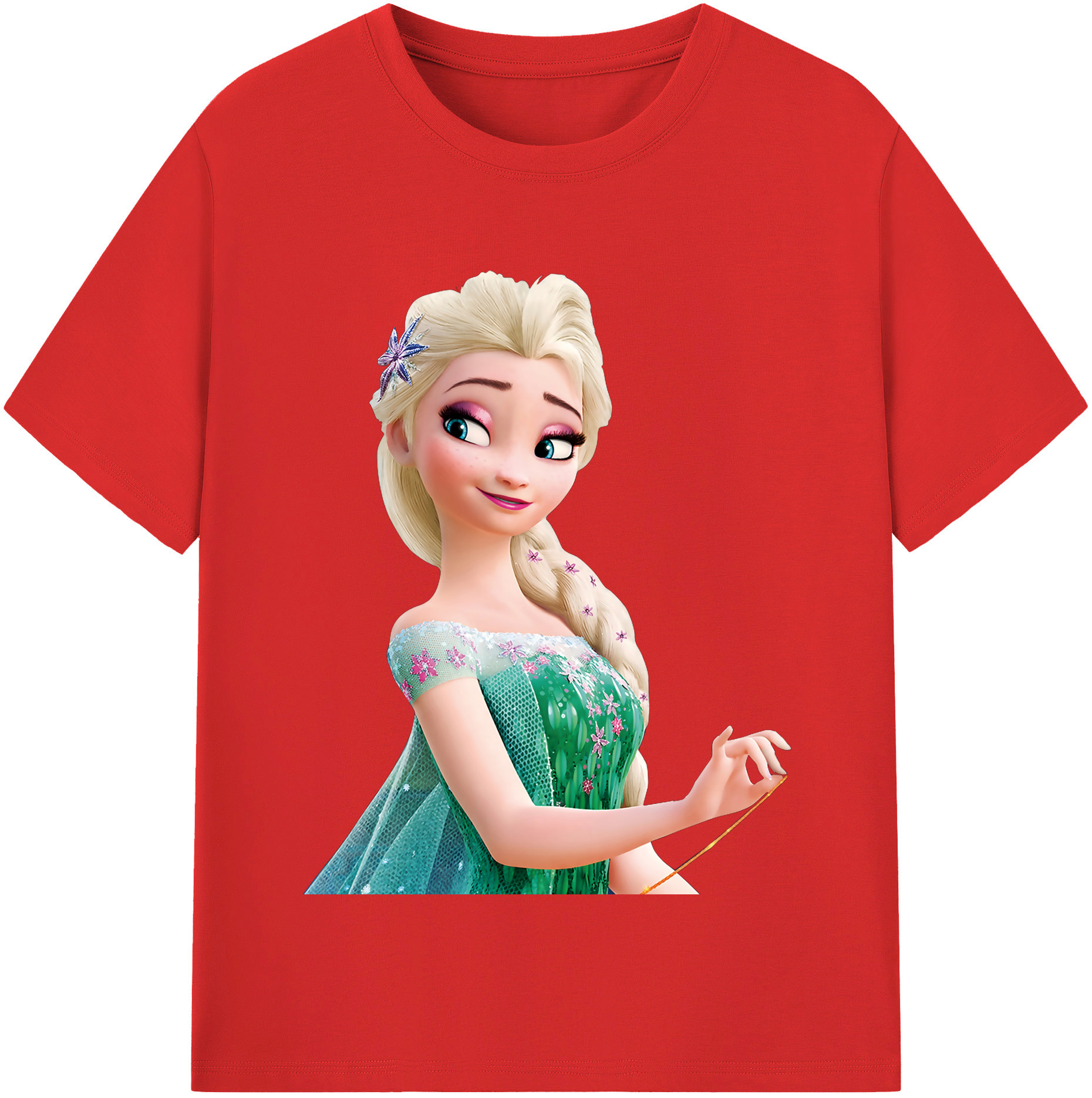 （画像用） アナと雪の女王 アンナ エルサ Frozen Anna Elsa 綿100％半袖Tシャツ（フロントプリント）