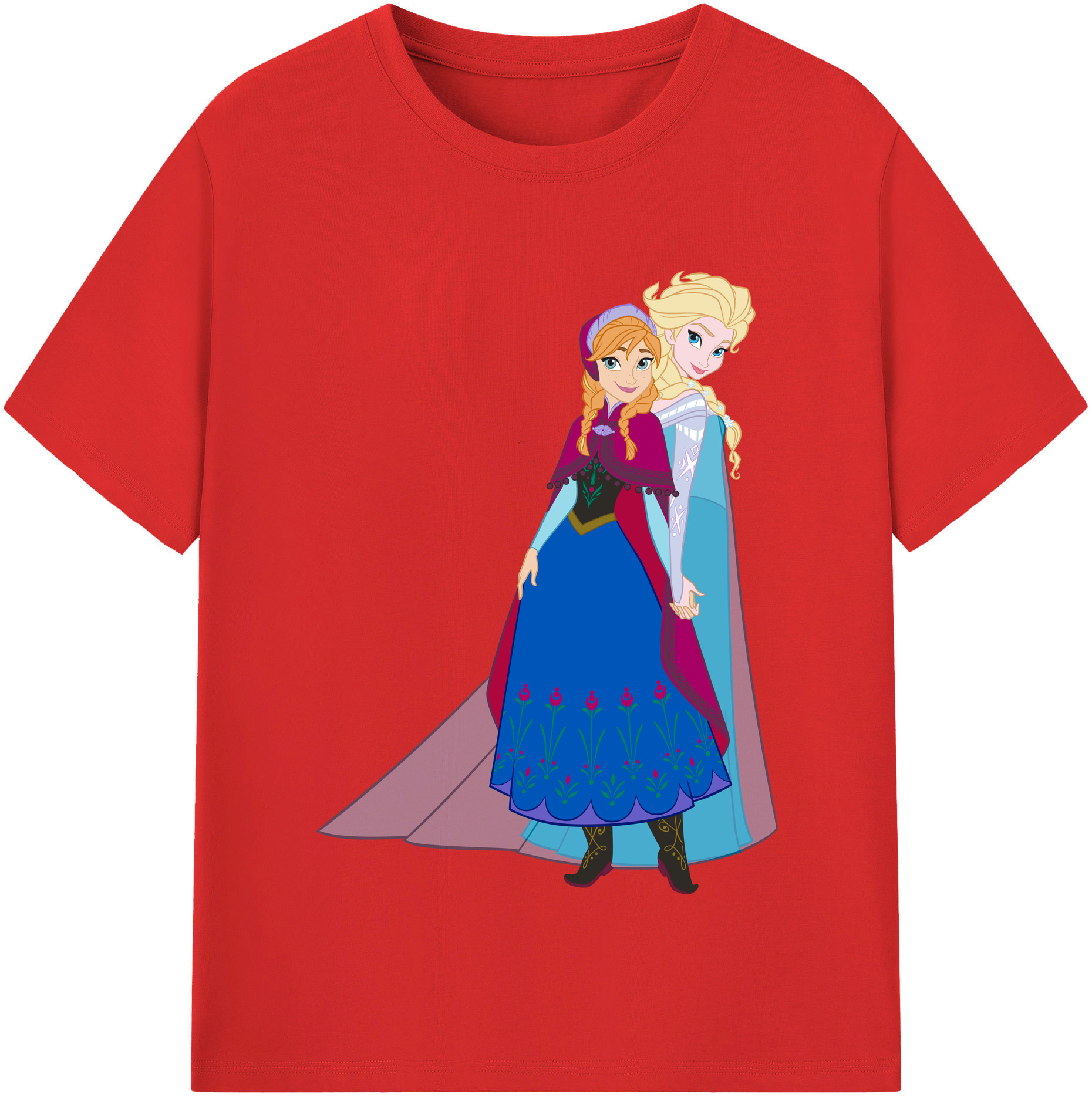（画像用） アナと雪の女王 アンナ エルサ Frozen Anna Elsa 綿100％半袖Tシャツ（フロントプリント）