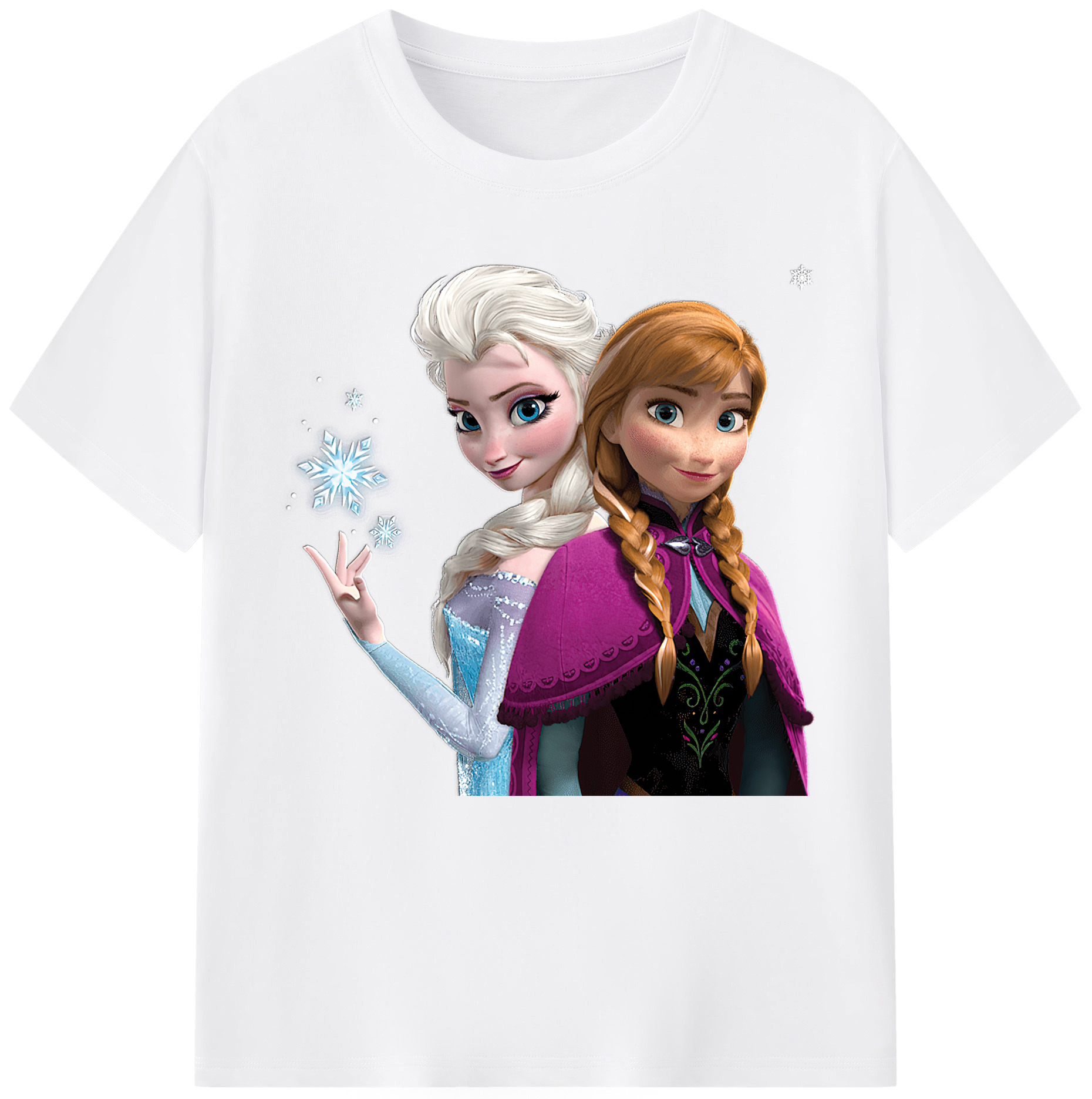 （画像用） アナと雪の女王 アンナ エルサ Frozen Anna Elsa 綿100％半袖Tシャツ（フロントプリント）