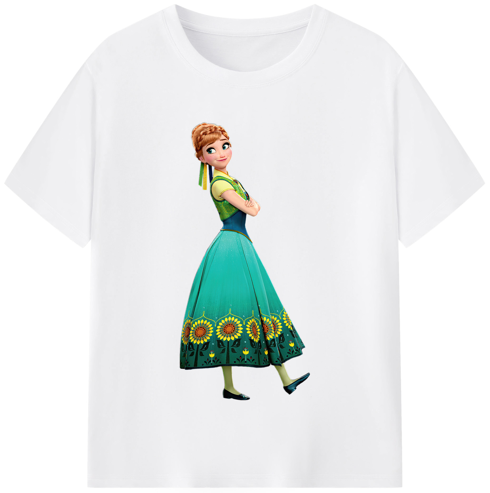 （画像用） アナと雪の女王 アンナ エルサ Frozen Anna Elsa 綿100％半袖Tシャツ（フロントプリント）