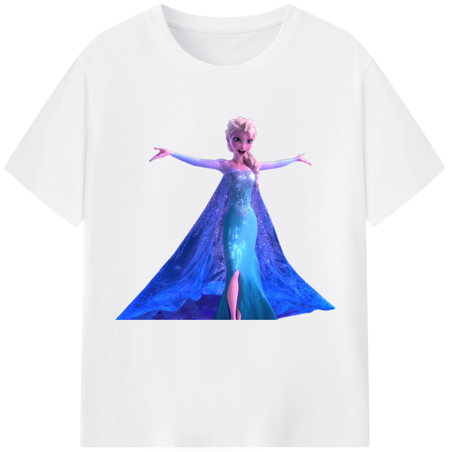 （画像用） アナと雪の女王 アンナ エルサ Frozen Anna Elsa 綿100％半袖Tシャツ（フロントプリント）
