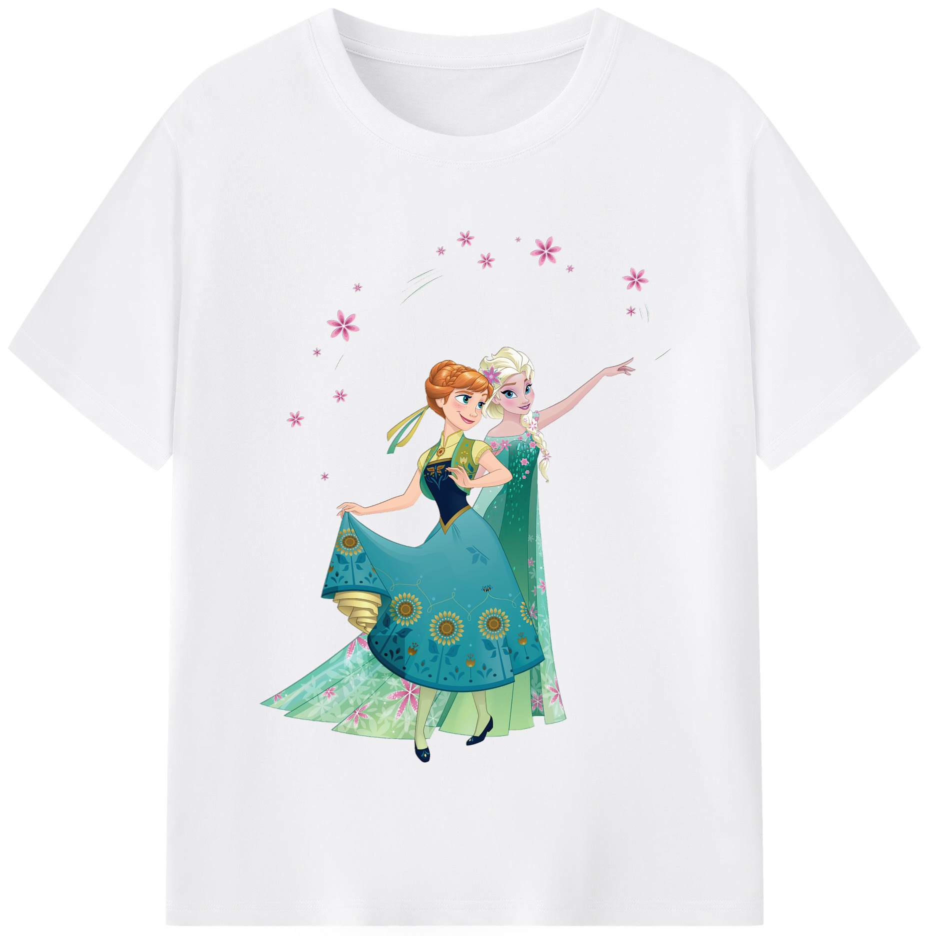 （画像用） アナと雪の女王 アンナ エルサ Frozen Anna Elsa 綿100％半袖Tシャツ（フロントプリント）