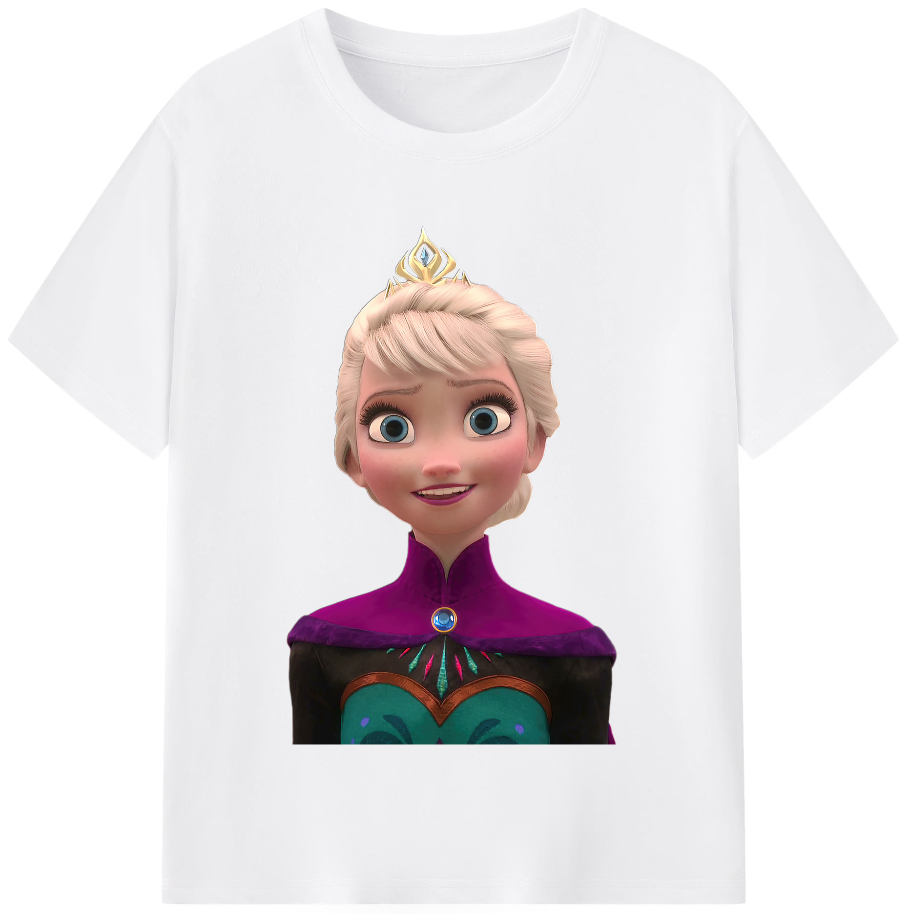 （画像用） アナと雪の女王 アンナ エルサ Frozen Anna Elsa 綿100％半袖Tシャツ（フロントプリント）
