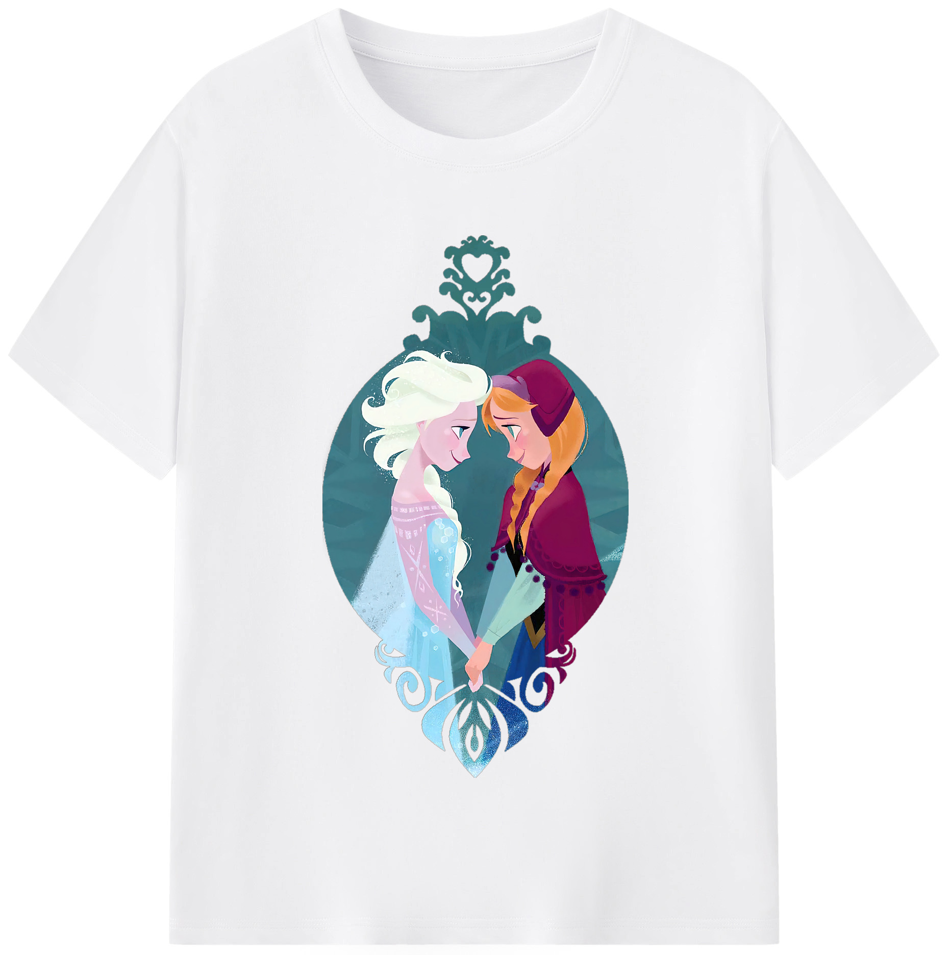 （画像用） アナと雪の女王 アンナ エルサ Frozen Anna Elsa 綿100％半袖Tシャツ（フロントプリント）